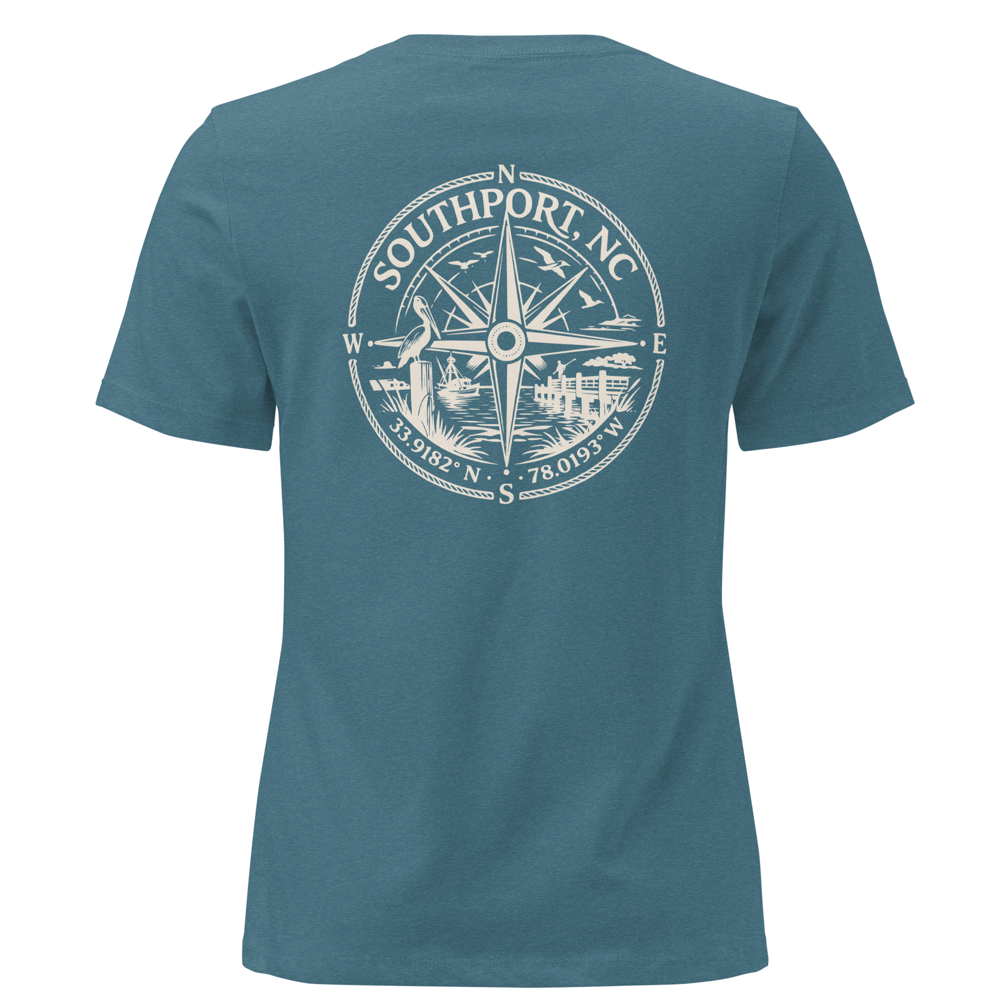Southport NC - Compass- Women's Relaxed T-Shirt