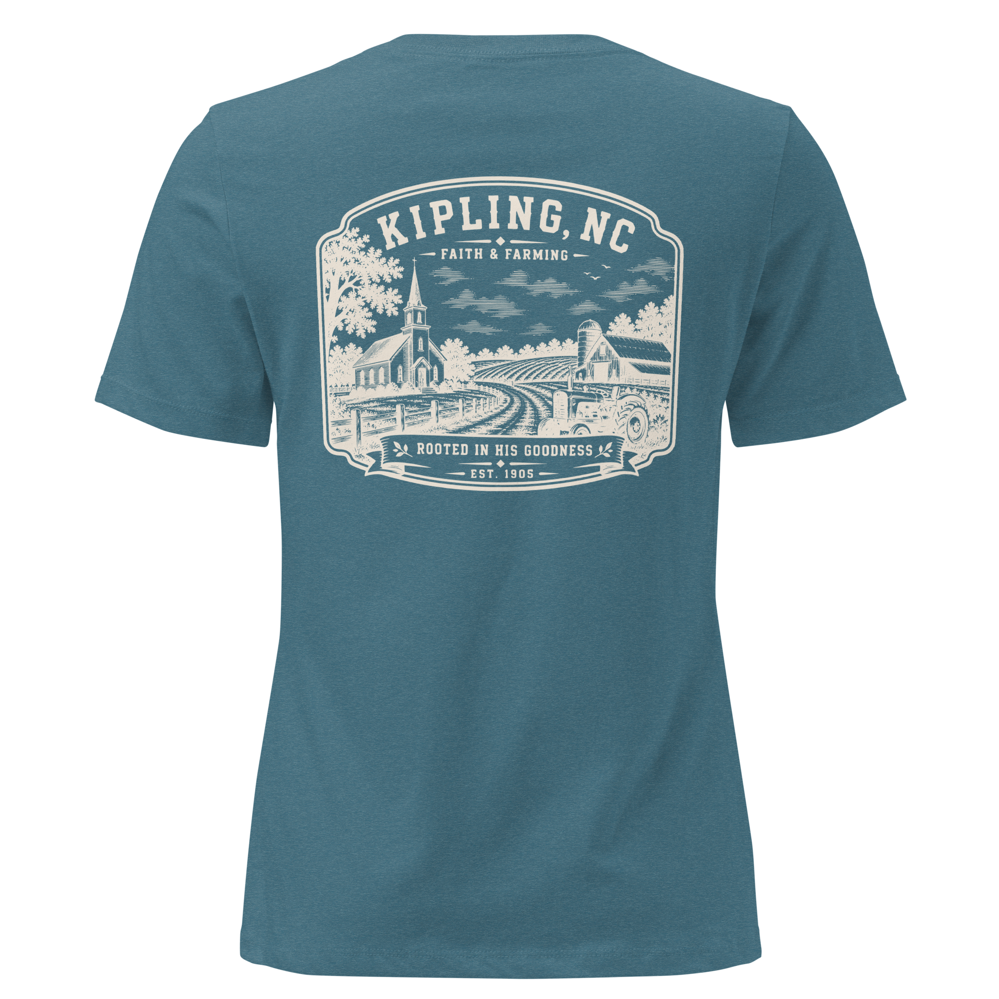 Kipling, NC - Faith & Farming - Women's Relaxed T-Shirt