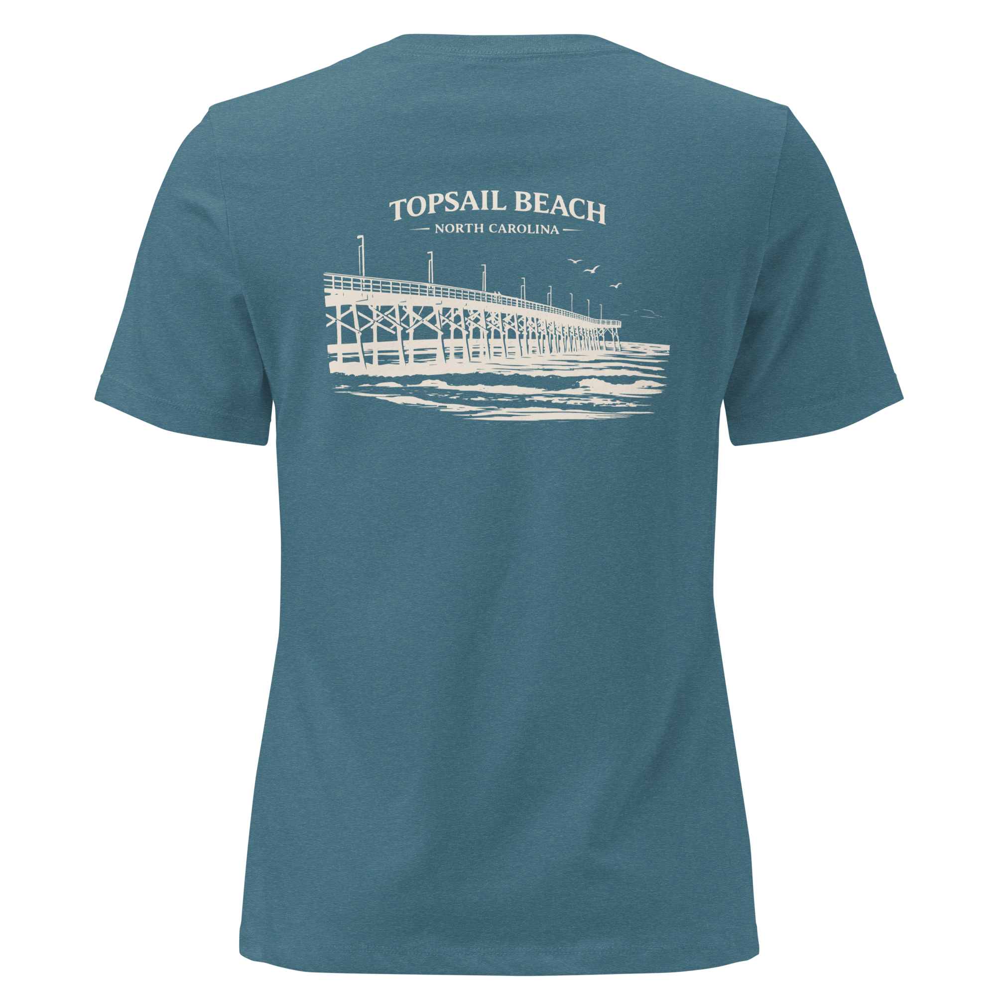 Topsail Beach NC - Topsail Beach Pier- Women's Relaxed T-Shirt