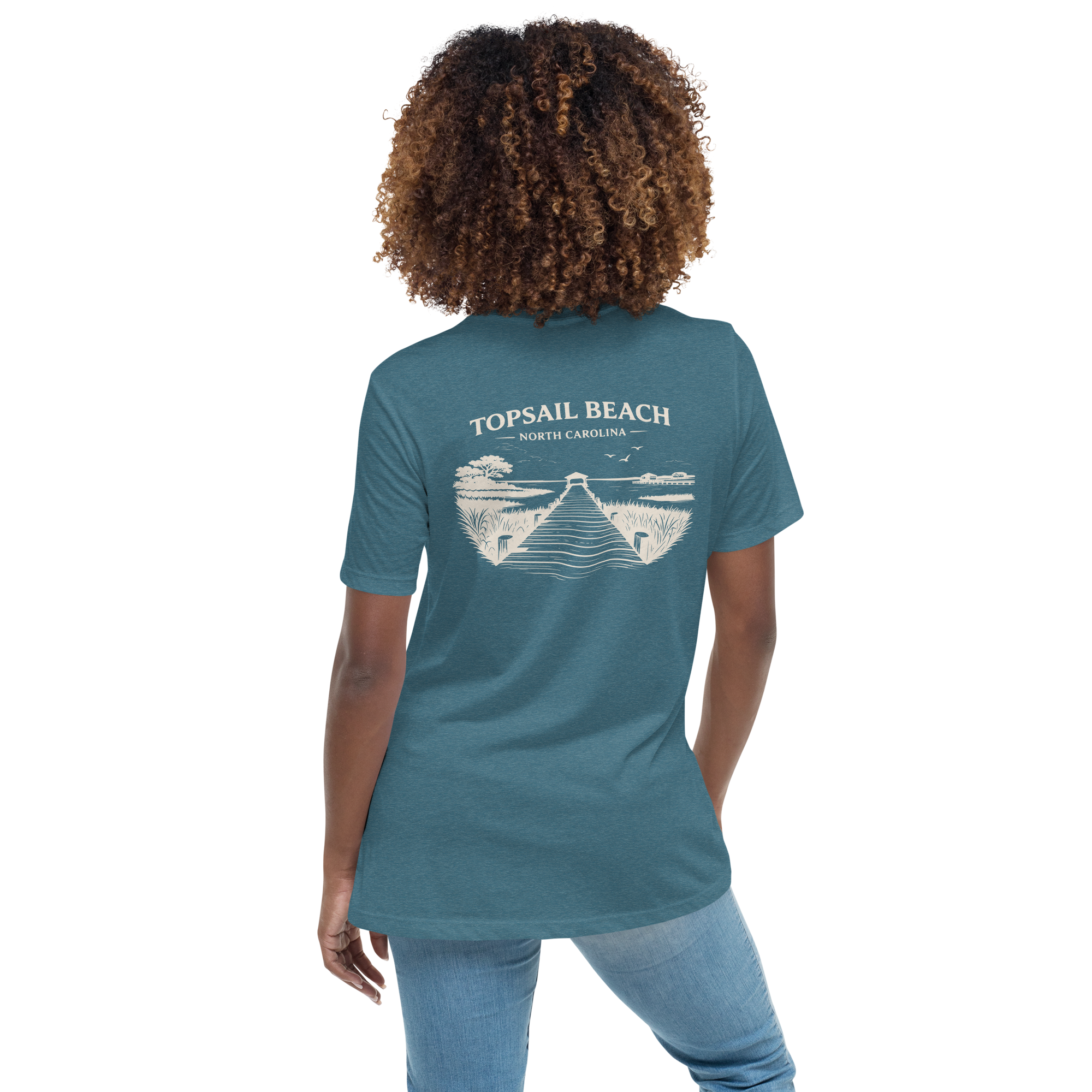 Topsail Beach NC - On the Dock- Women's Relaxed T-Shirt