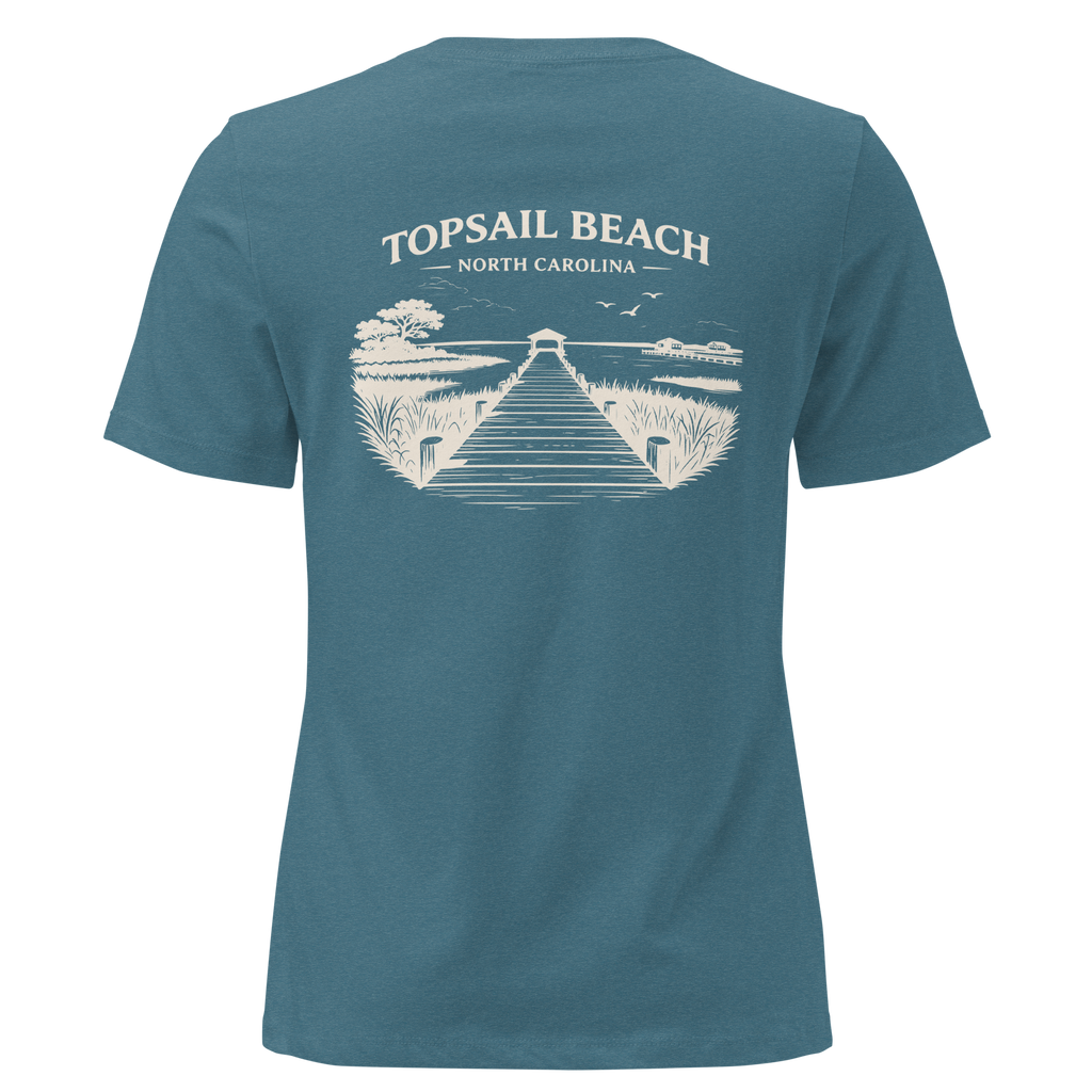 Topsail Beach NC - On the Dock- Women's Relaxed T-Shirt