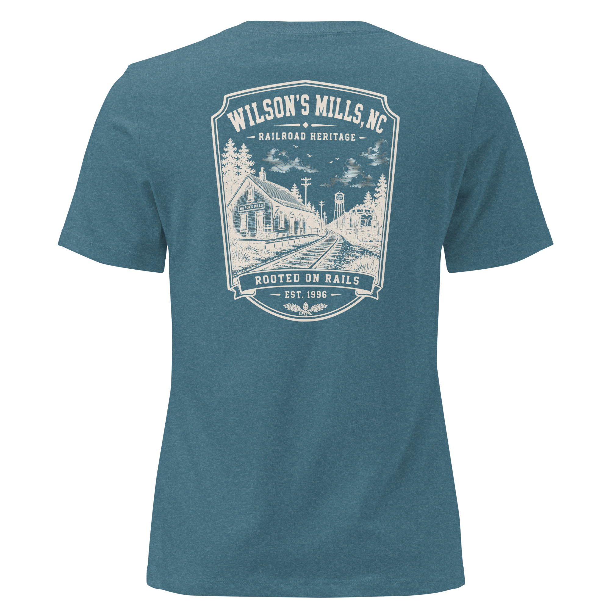 Wilson's Mills, NC - Rooted on Rails - Women's Relaxed T-Shirt