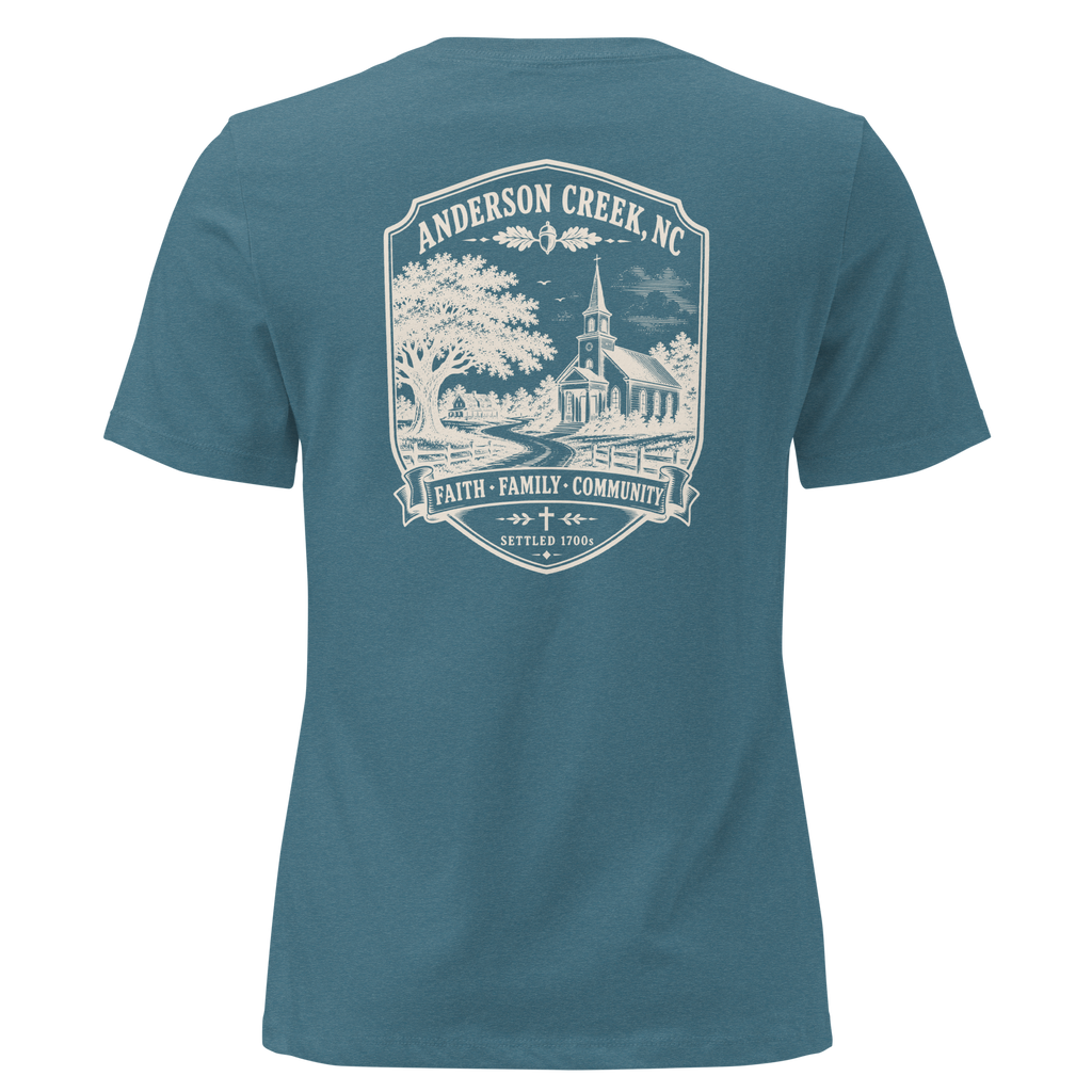 Anderson Creek, NC - Faith, Family, Community - Women's Relaxed T-Shirt