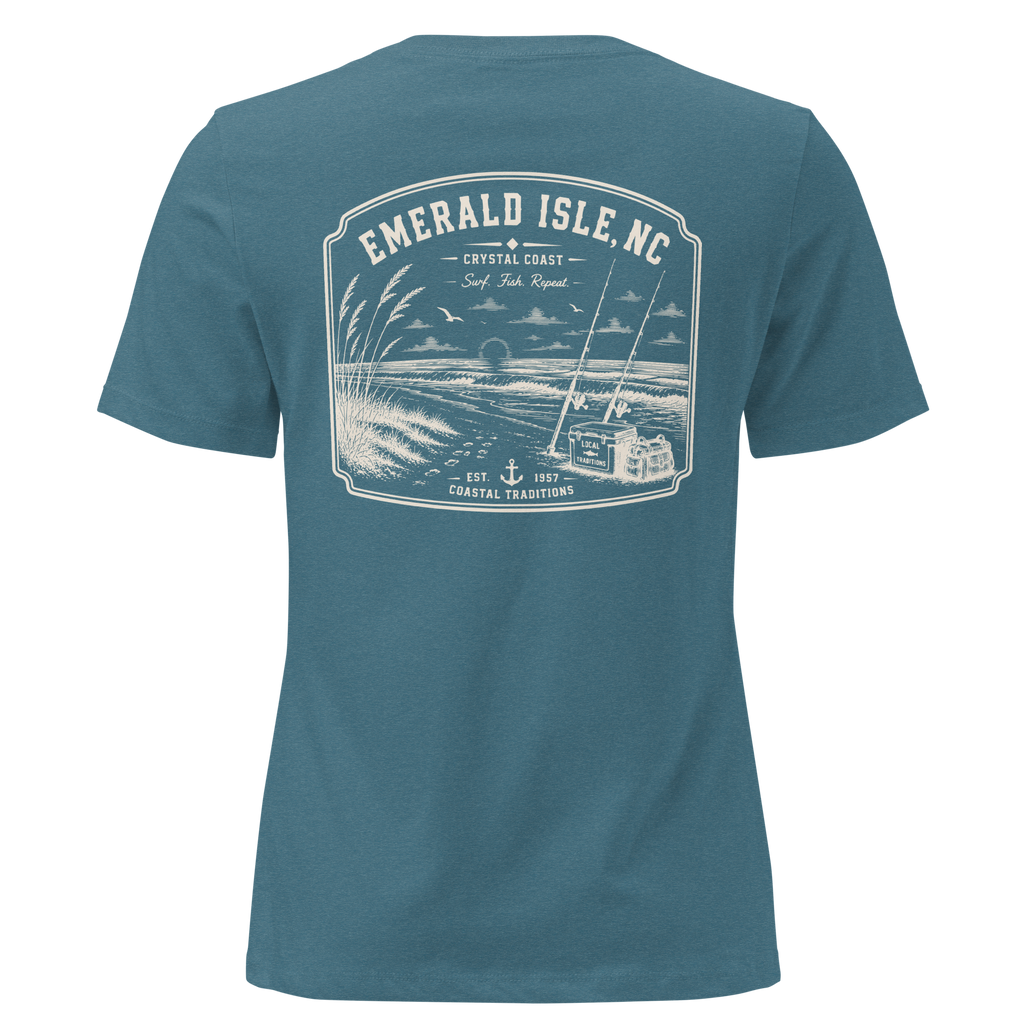 Emerald Isle NC - Surf, Fish, Repeat - Women's Relaxed T-Shirt