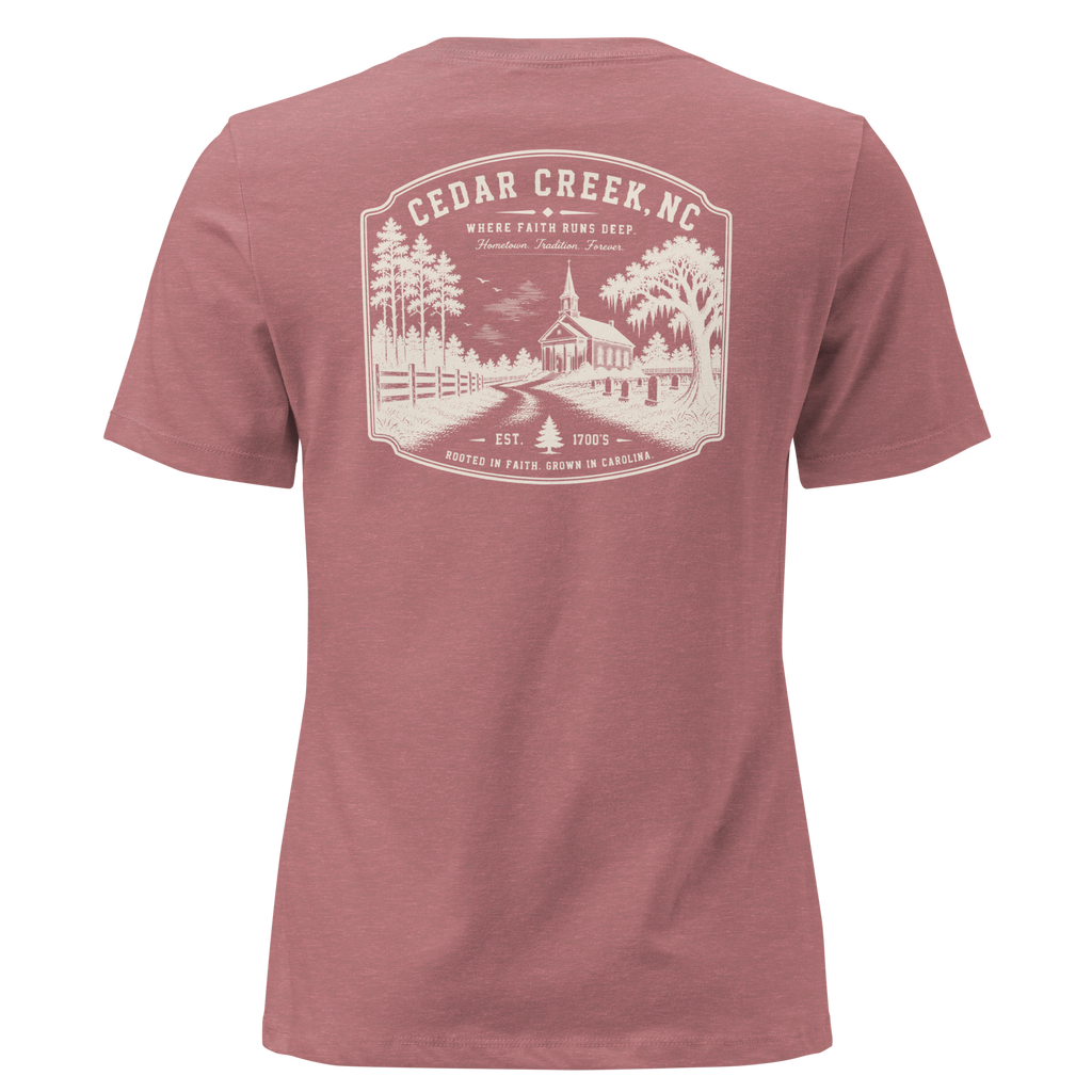 Cedar Creek, NC - Rooted In Faith - Women's Relaxed T-Shirt