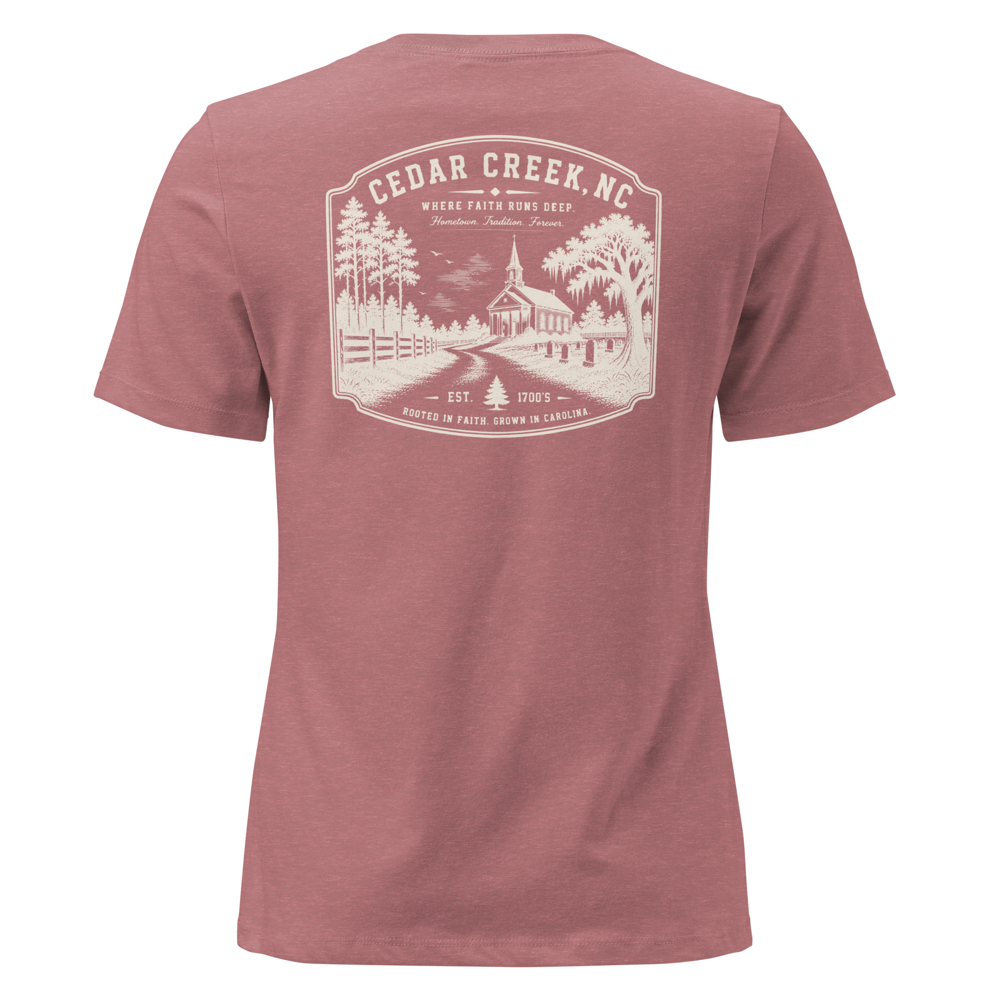 Cedar Creek, NC - Rooted In Faith - Women's Relaxed T-Shirt