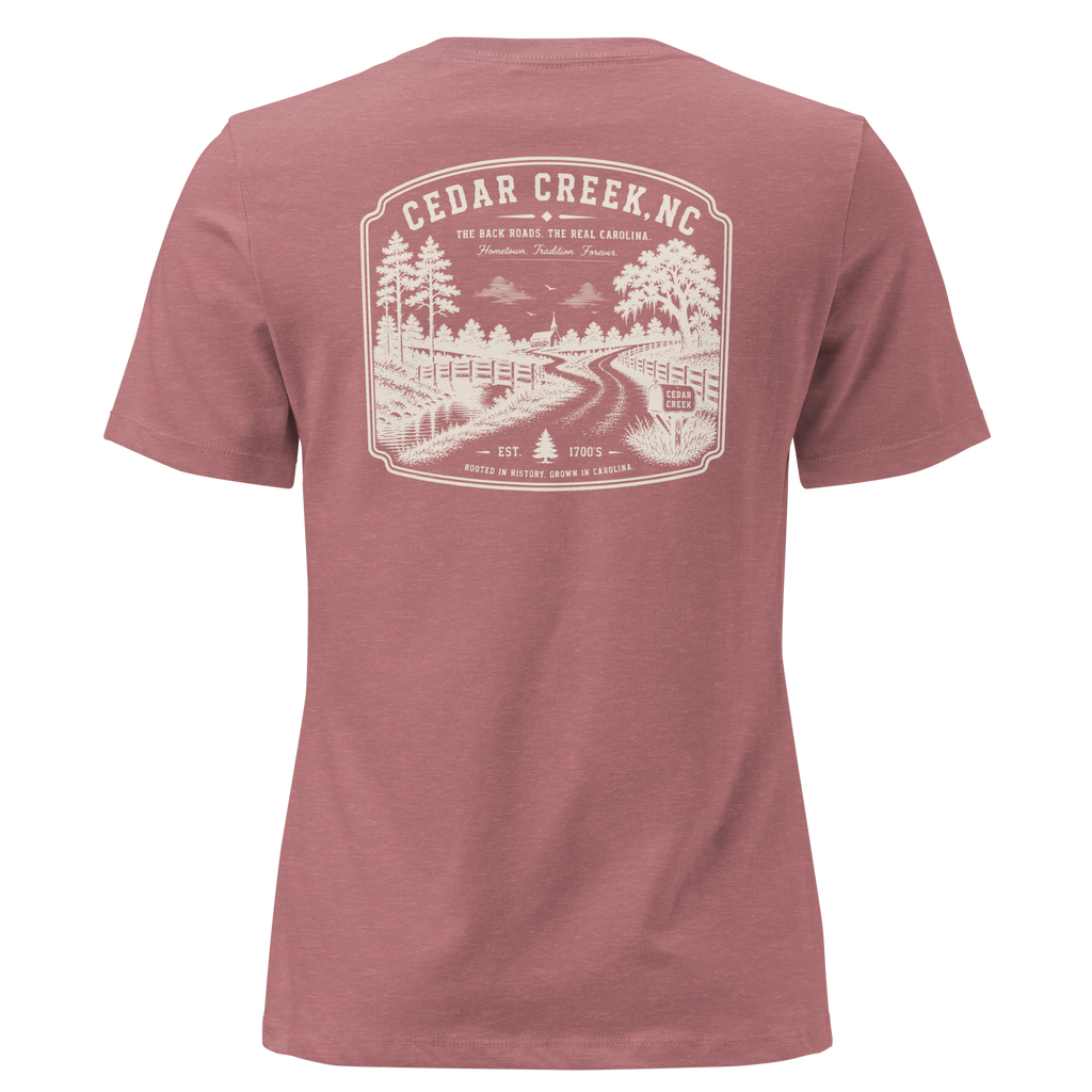 Cedar Creek, NC - The Back Roads - Women's Relaxed T-Shirt