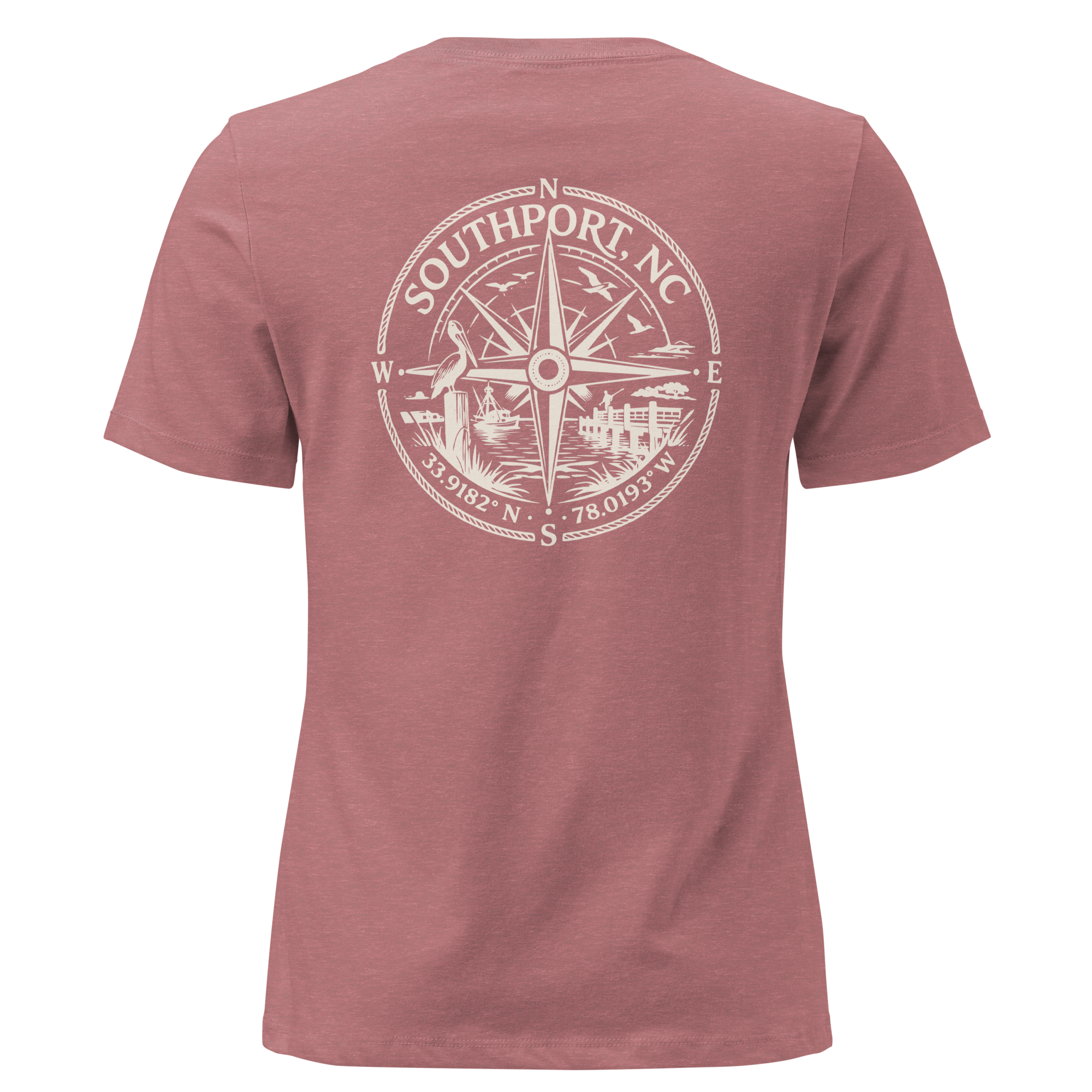 Southport NC - Compass- Women's Relaxed T-Shirt