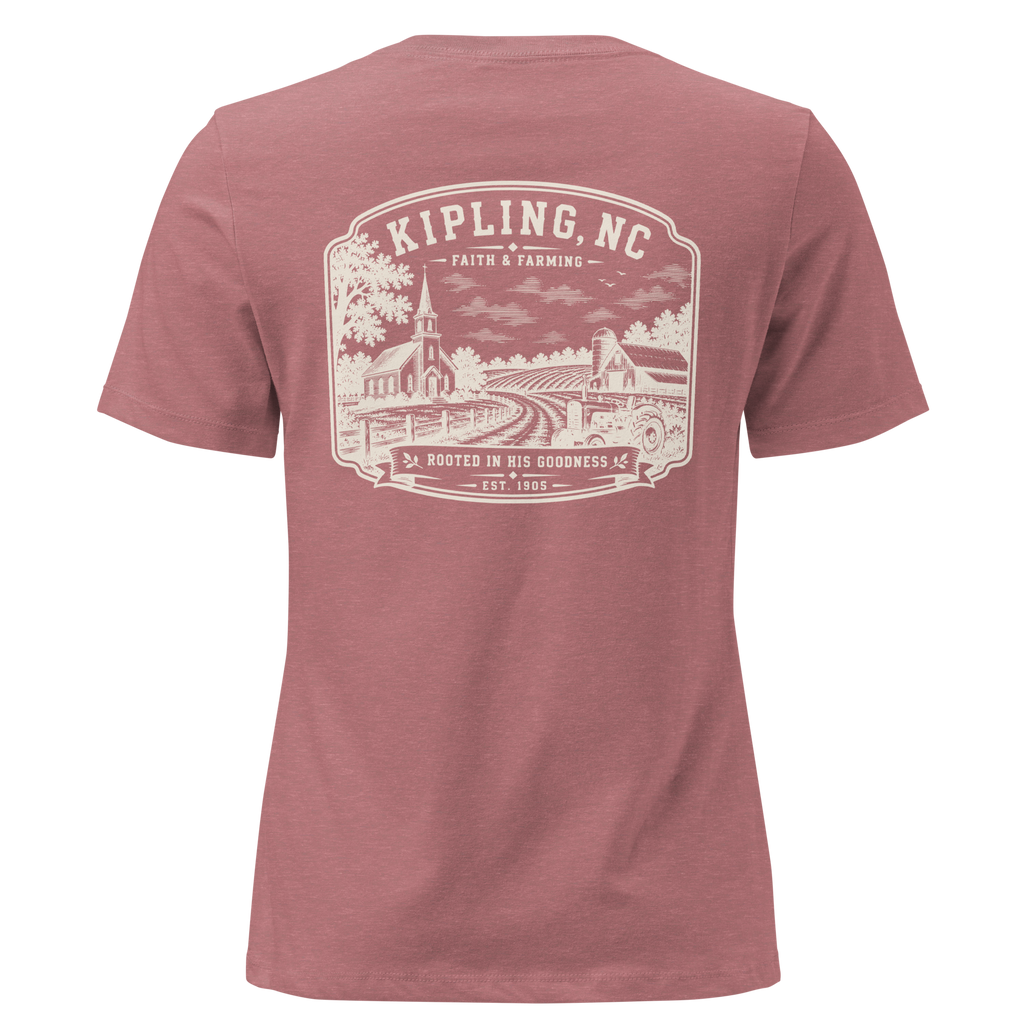 Kipling, NC - Faith & Farming - Women's Relaxed T-Shirt