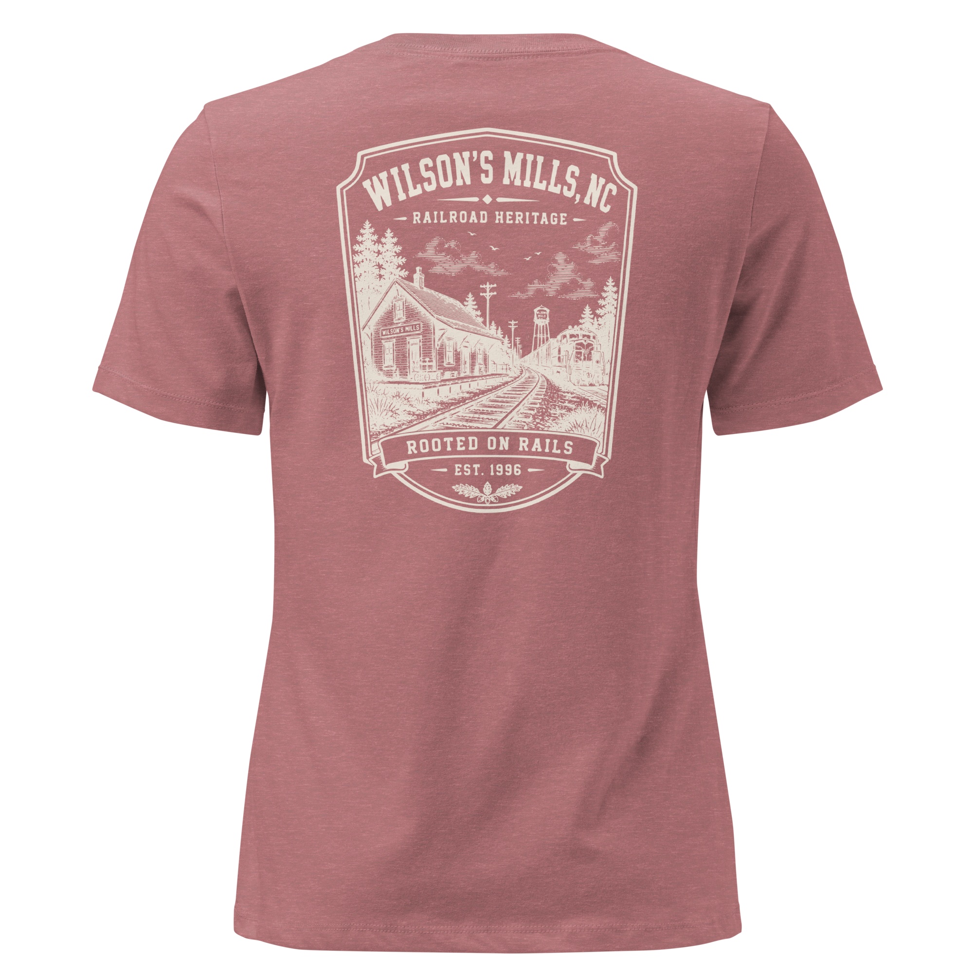 Wilson's Mills, NC - Rooted on Rails - Women's Relaxed T-Shirt