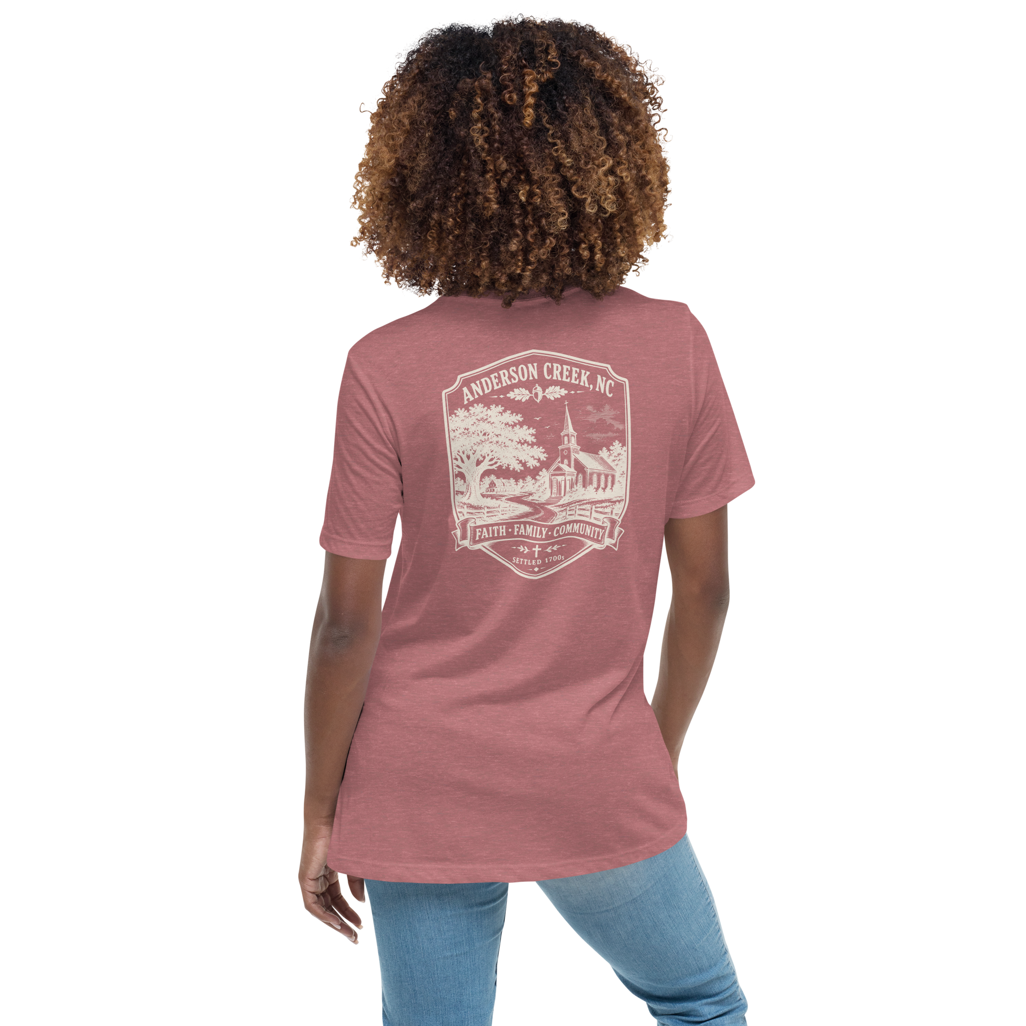 Anderson Creek, NC - Faith, Family, Community - Women's Relaxed T-Shirt