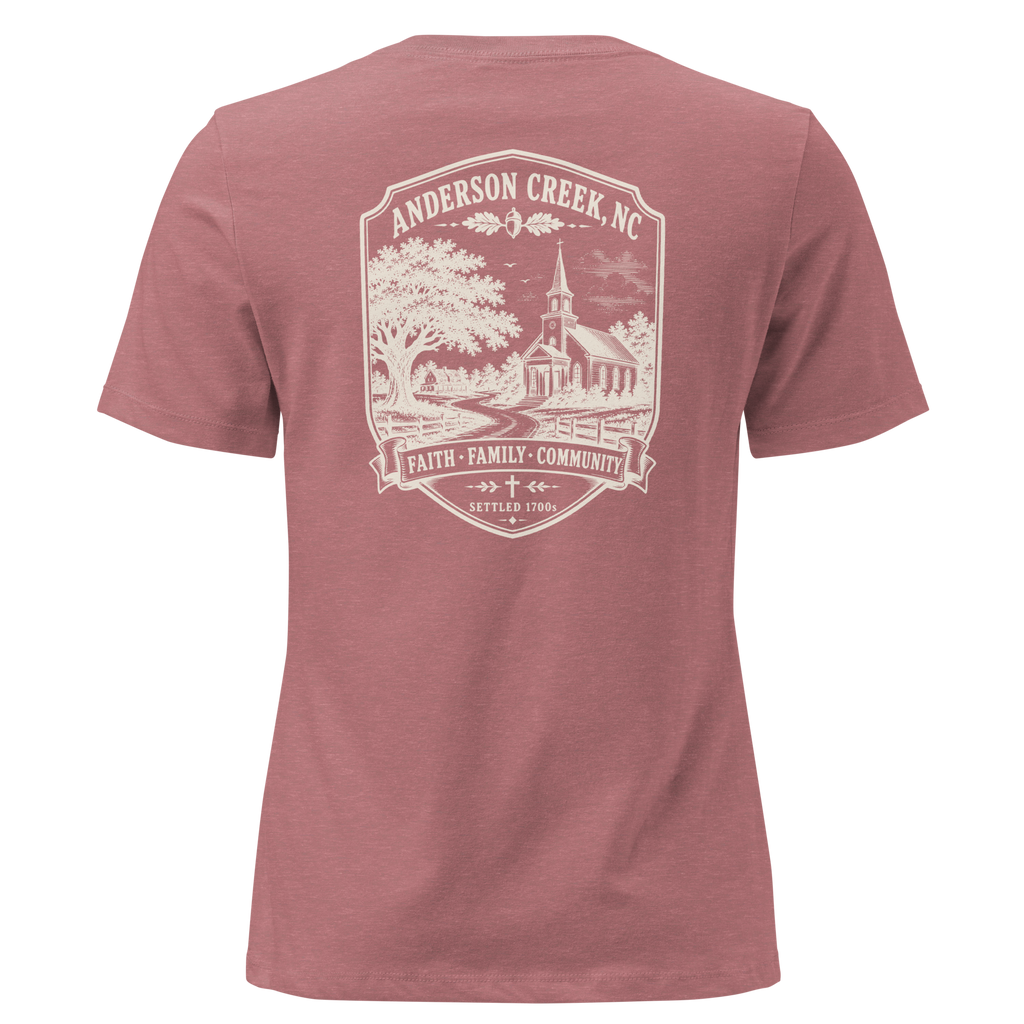 Anderson Creek, NC - Faith, Family, Community - Women's Relaxed T-Shirt