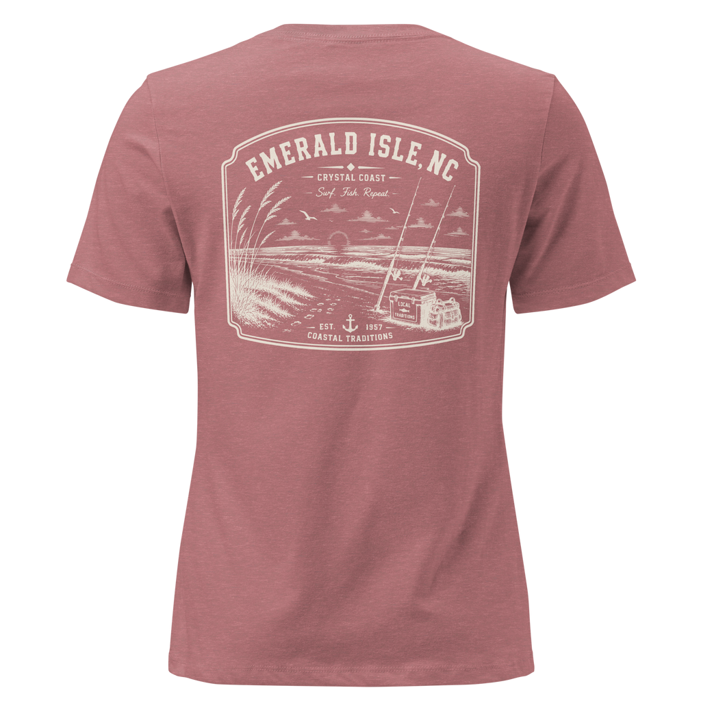 Emerald Isle NC - Surf, Fish, Repeat - Women's Relaxed T-Shirt