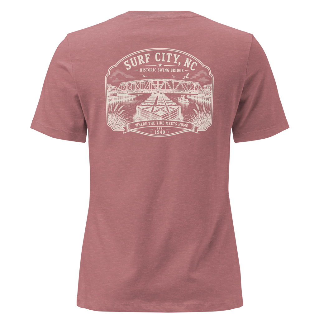 Surf City, NC - Swing Bridge - Women's Relaxed T-Shirt