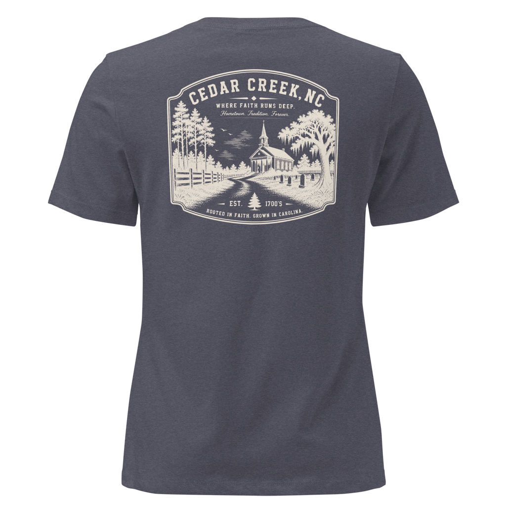 Cedar Creek, NC - Rooted In Faith - Women's Relaxed T-Shirt