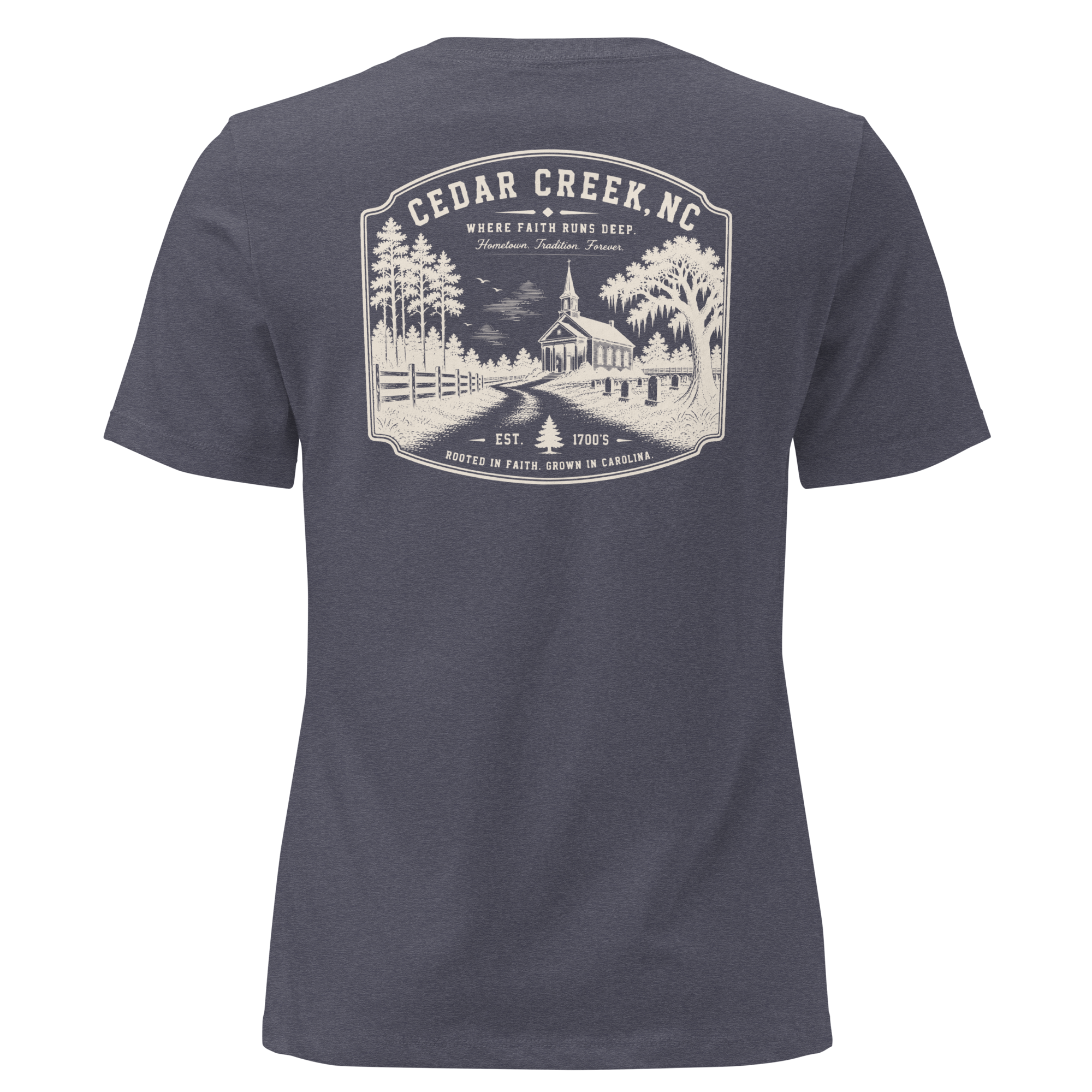 Cedar Creek, NC - Rooted In Faith - Women's Relaxed T-Shirt
