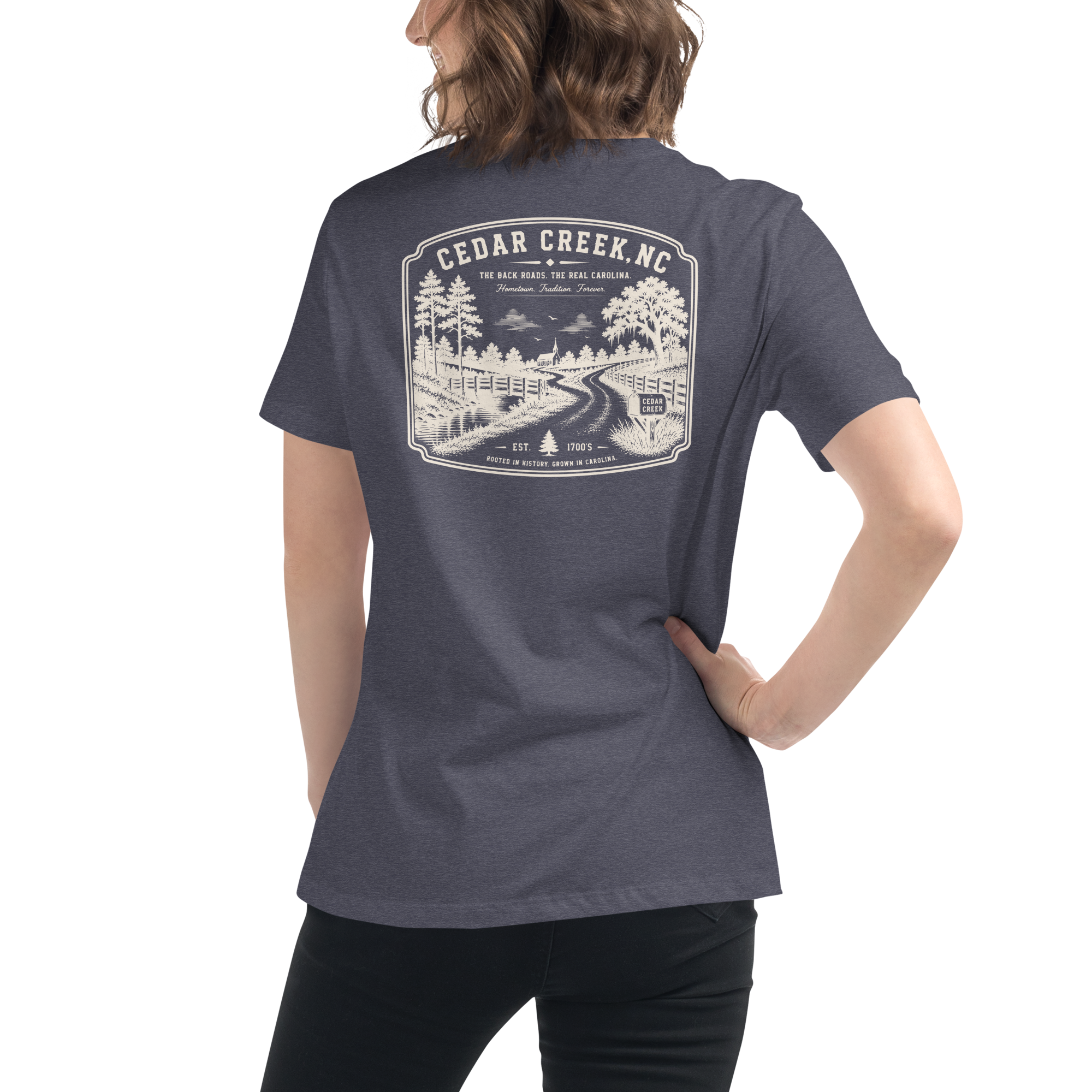 Cedar Creek, NC - The Back Roads - Women's Relaxed T-Shirt