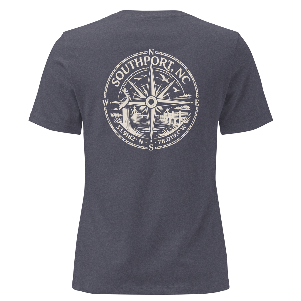 Southport NC - Compass- Women's Relaxed T-Shirt