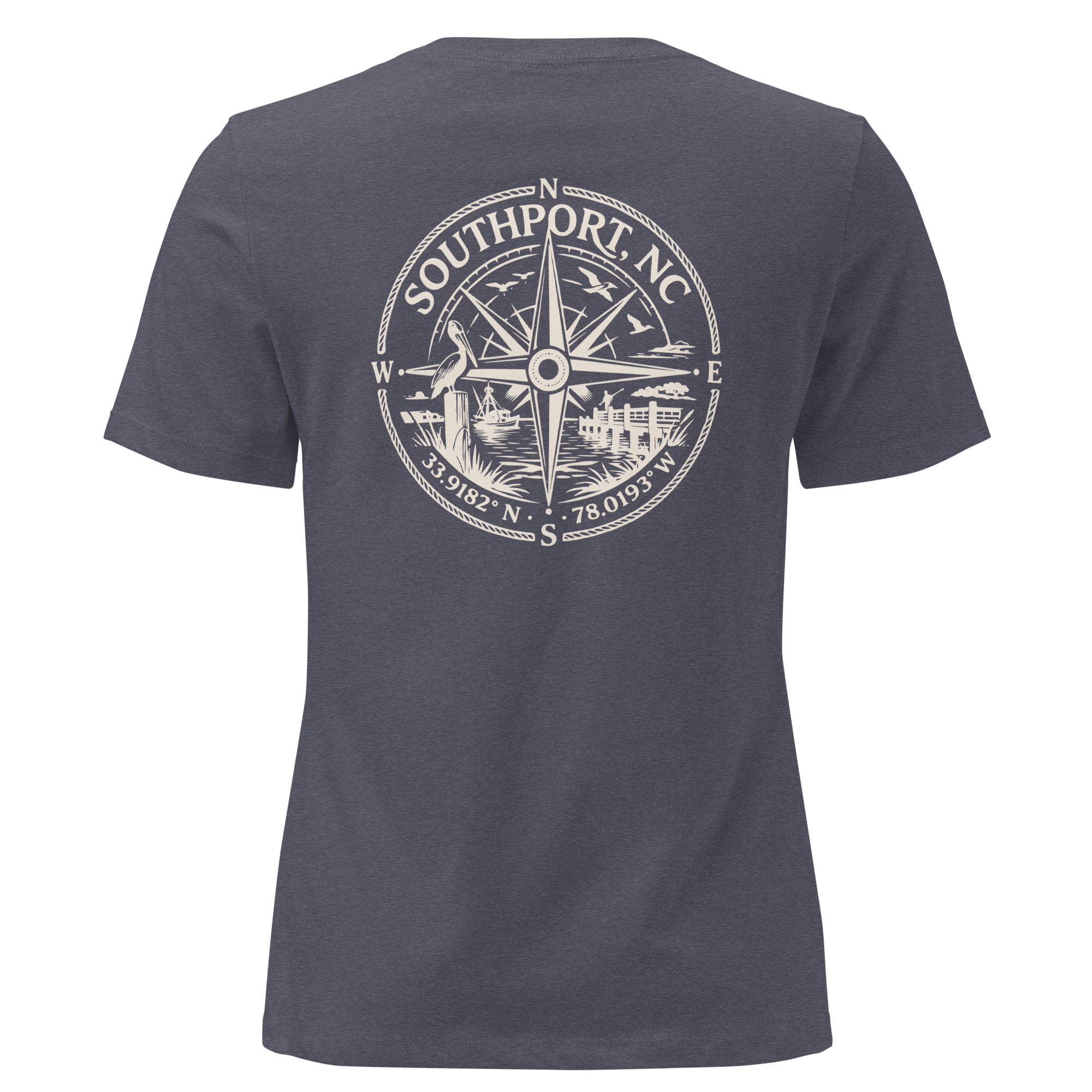 Southport NC - Compass- Women's Relaxed T-Shirt