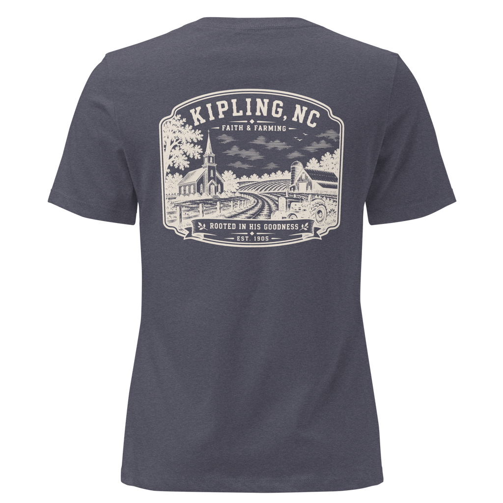 Kipling, NC - Faith & Farming - Women's Relaxed T-Shirt