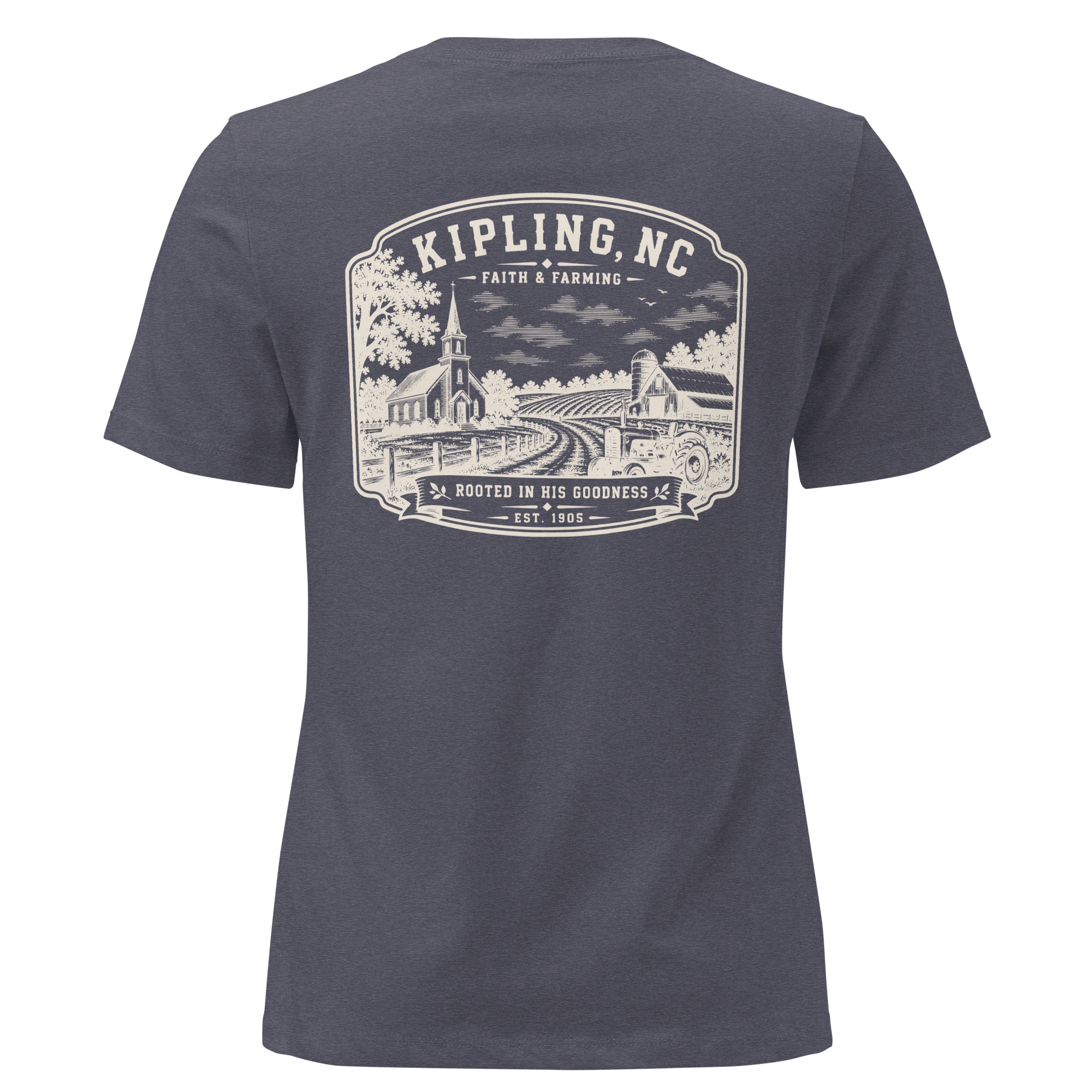 Kipling, NC - Faith & Farming - Women's Relaxed T-Shirt