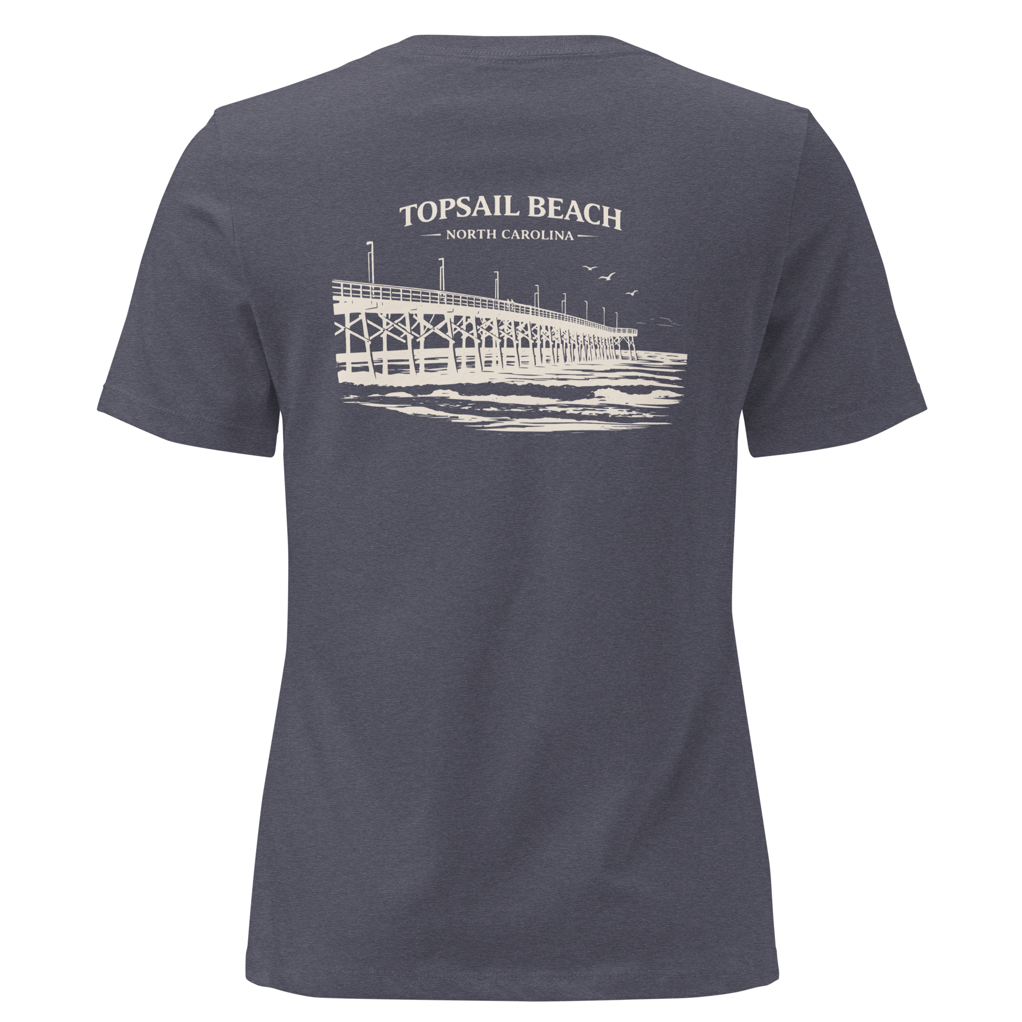 Topsail Beach NC - Topsail Beach Pier- Women's Relaxed T-Shirt