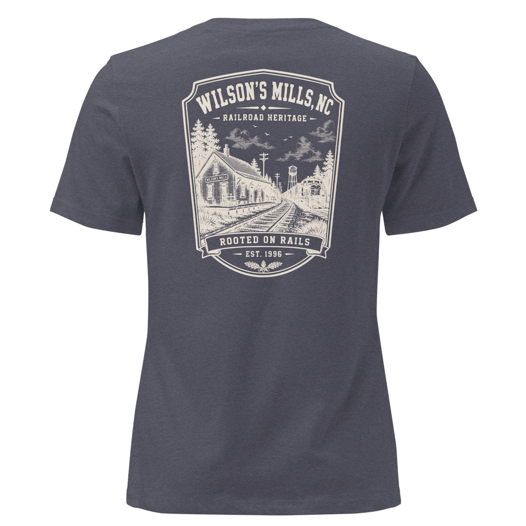 Wilson's Mills, NC - Rooted on Rails - Women's Relaxed T-Shirt