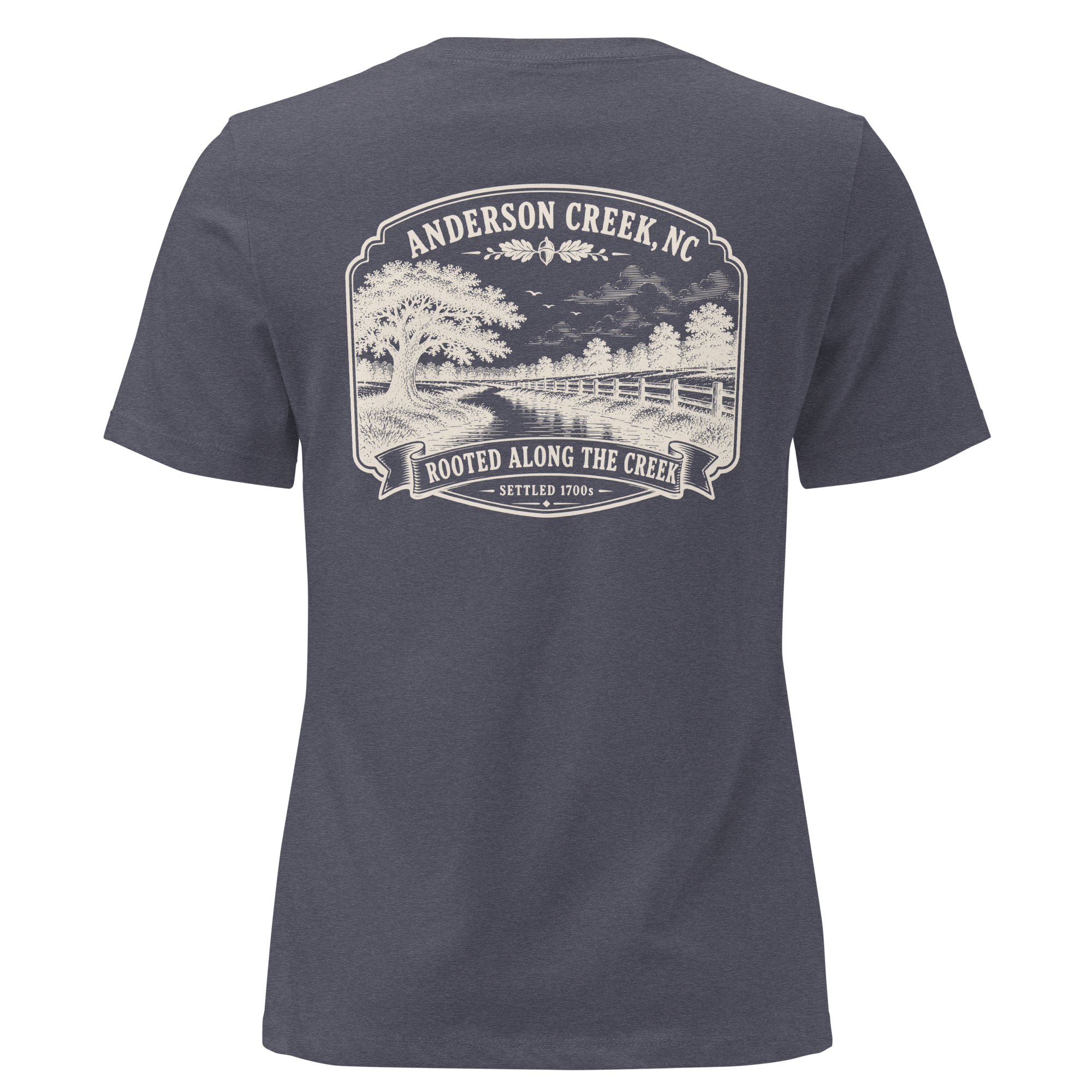 Anderson Creek, NC - Rooted Along the Creek- Women's Relaxed T-Shirt