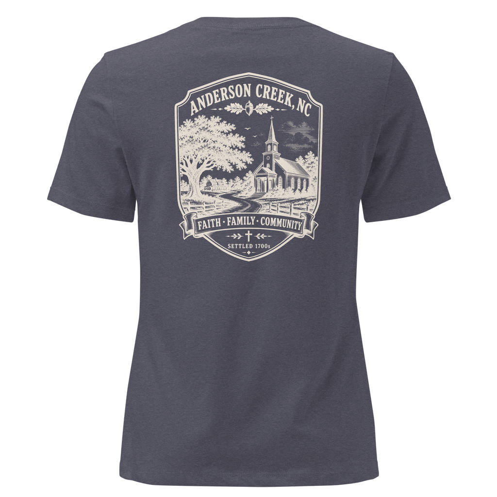 Anderson Creek, NC - Faith, Family, Community - Women's Relaxed T-Shirt