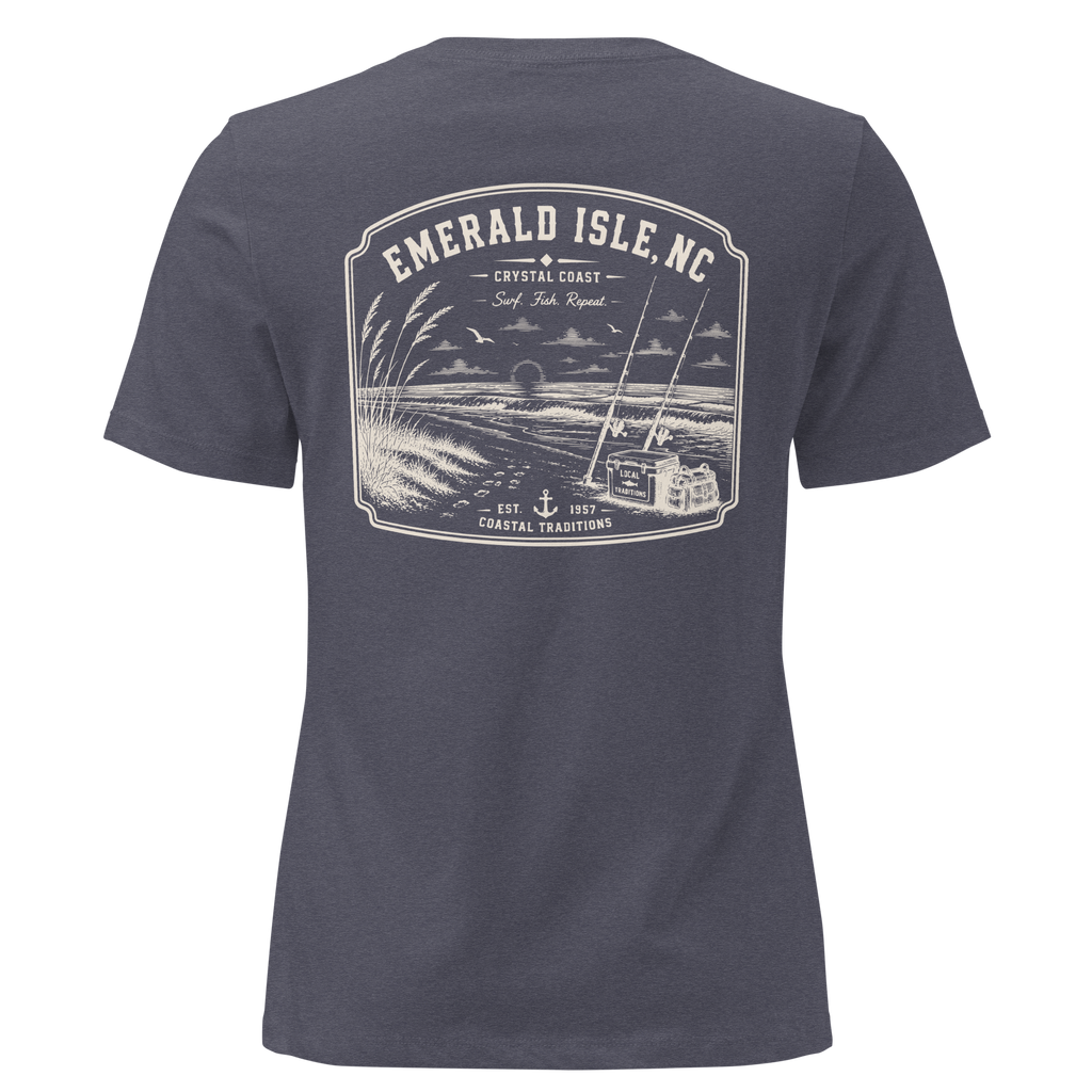 Emerald Isle NC - Surf, Fish, Repeat - Women's Relaxed T-Shirt