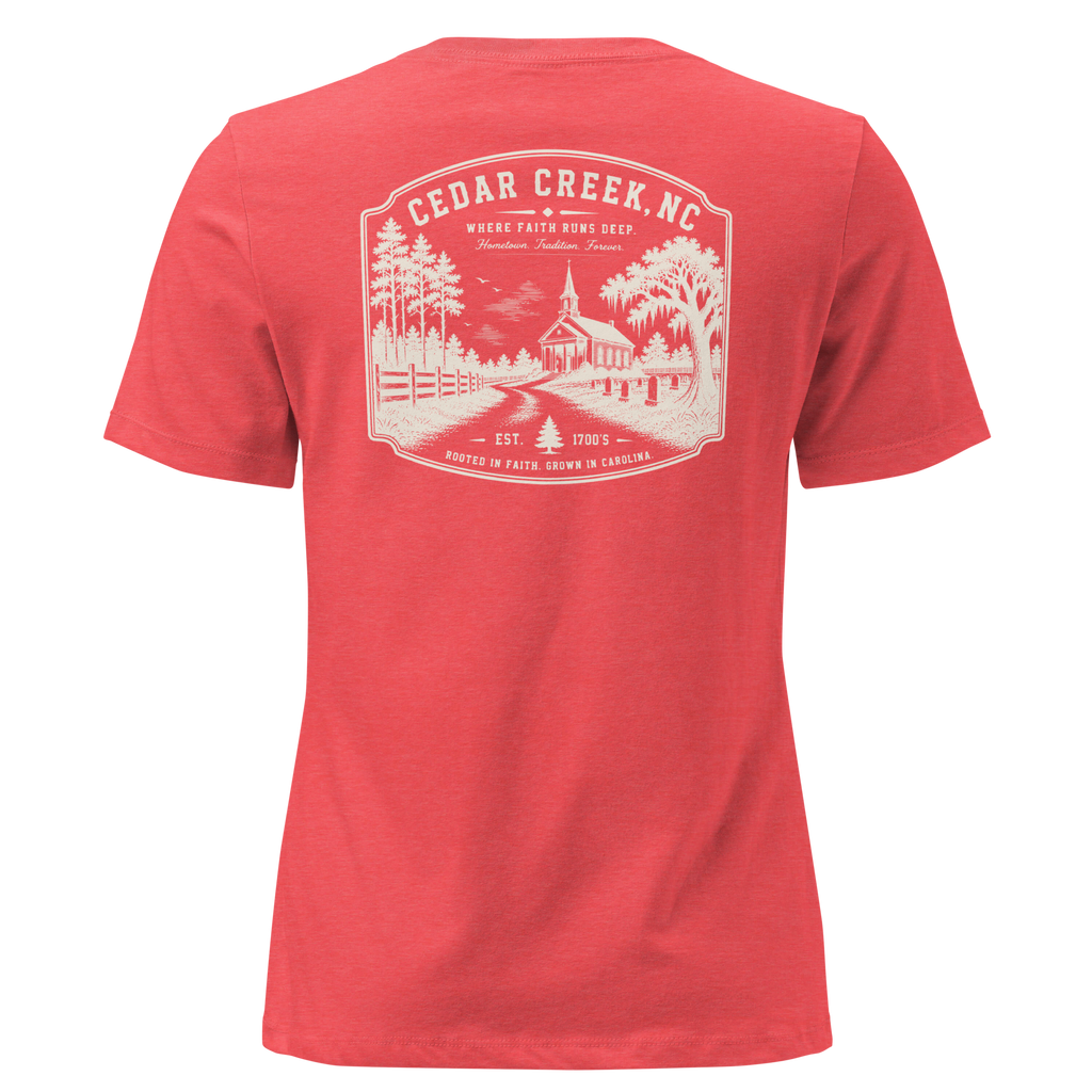 Cedar Creek, NC - Rooted In Faith - Women's Relaxed T-Shirt