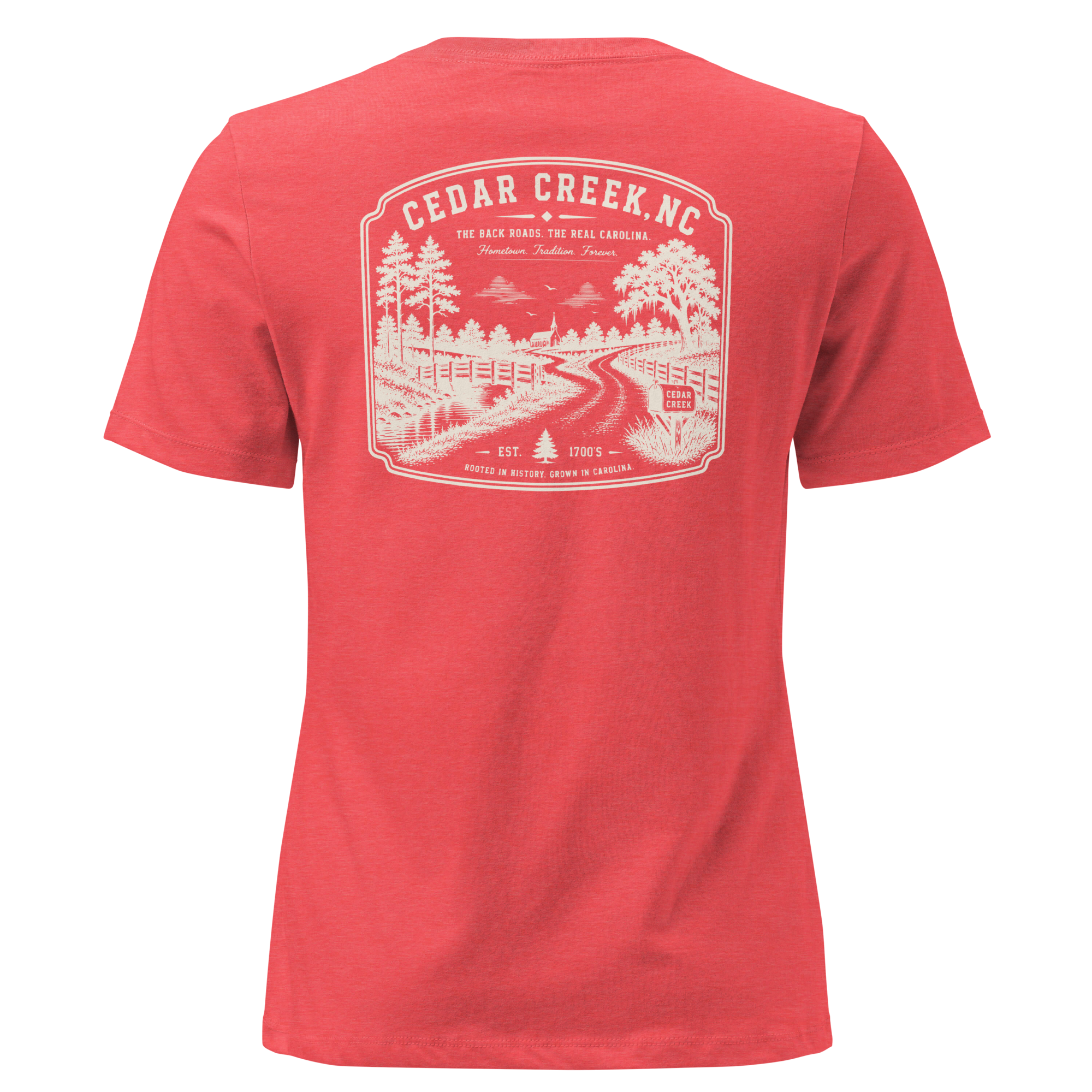 Cedar Creek, NC - The Back Roads - Women's Relaxed T-Shirt