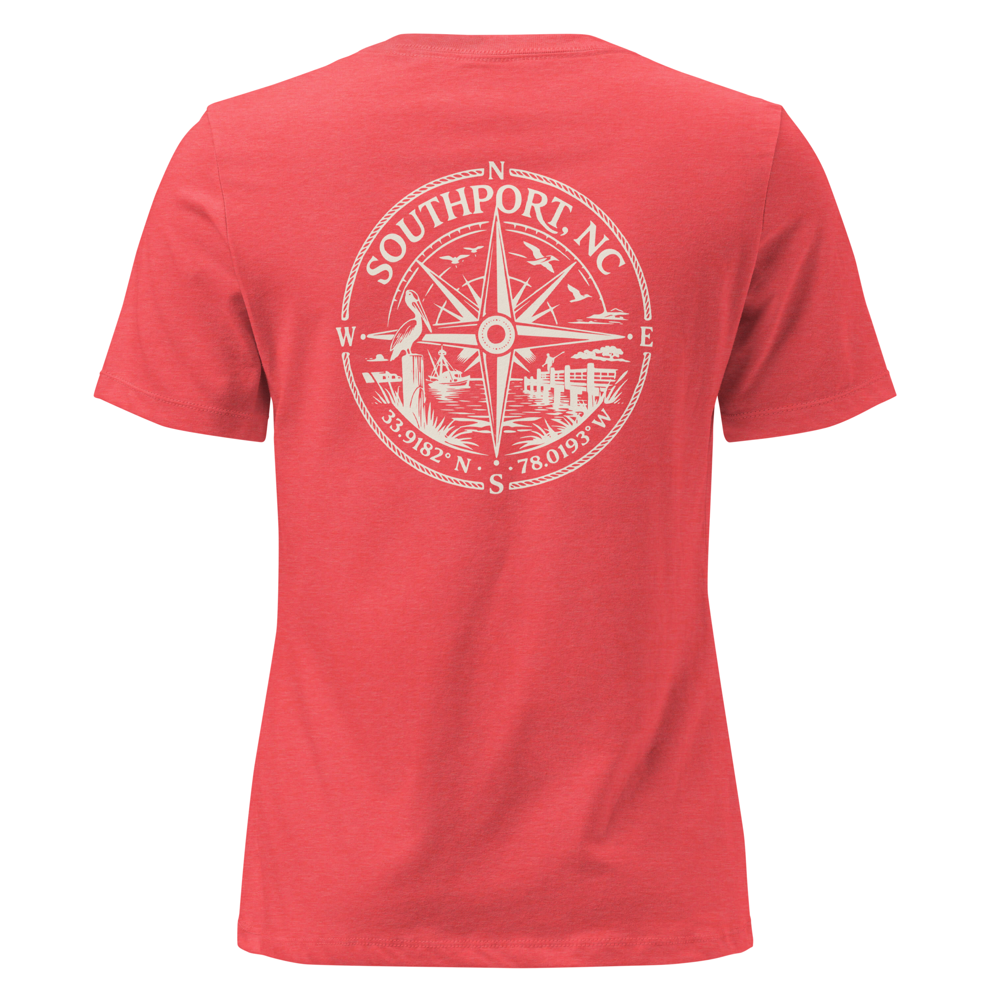 Southport NC - Compass- Women's Relaxed T-Shirt
