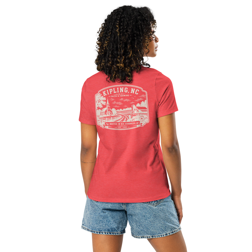 Kipling, NC - Faith & Farming - Women's Relaxed T-Shirt