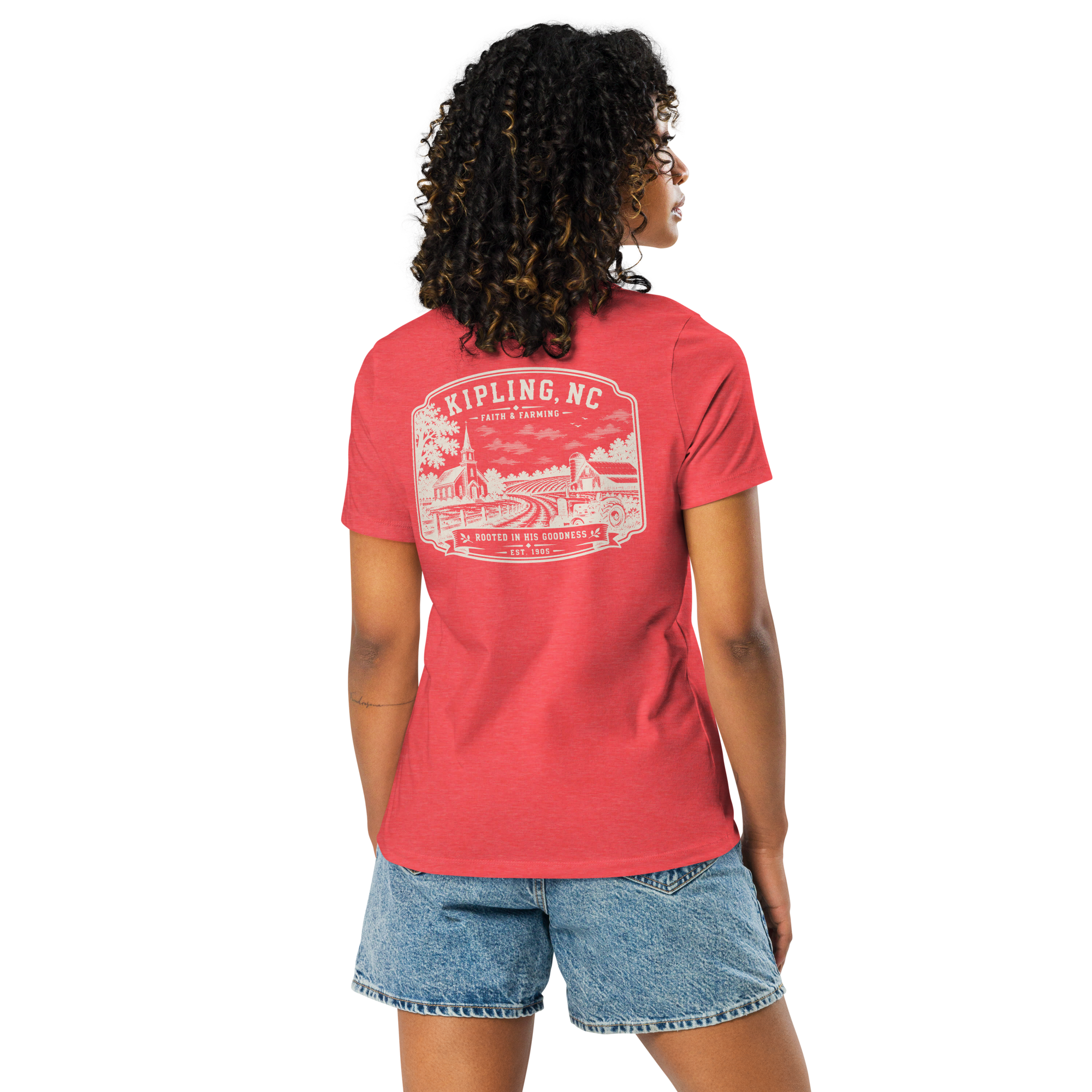 Kipling, NC - Faith & Farming - Women's Relaxed T-Shirt