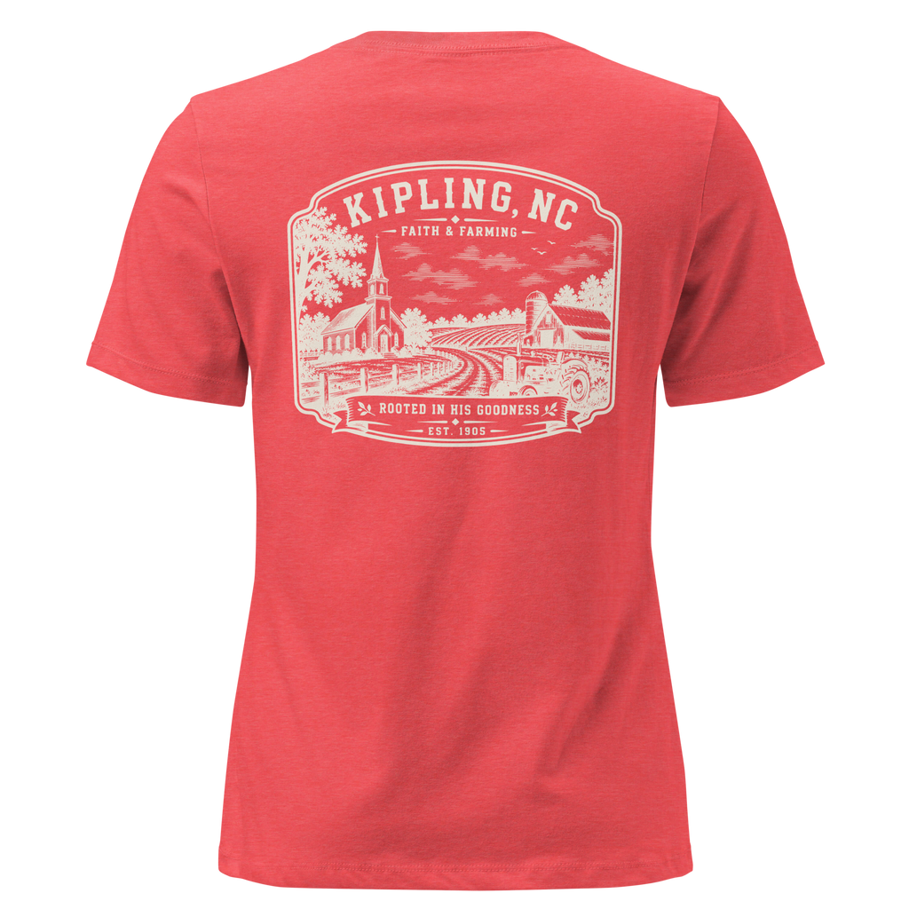 Kipling, NC - Faith & Farming - Women's Relaxed T-Shirt