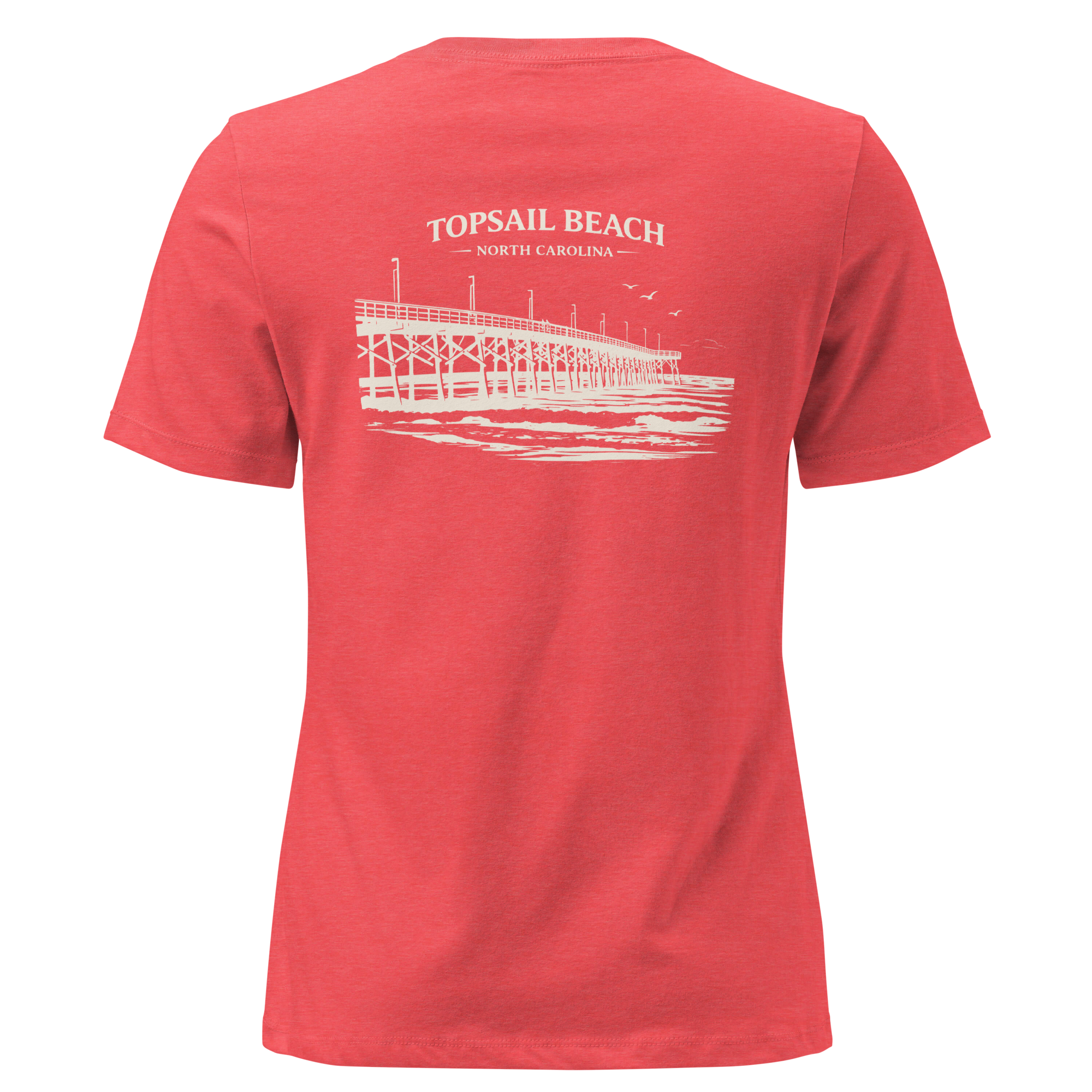 Topsail Beach NC - Topsail Beach Pier- Women's Relaxed T-Shirt