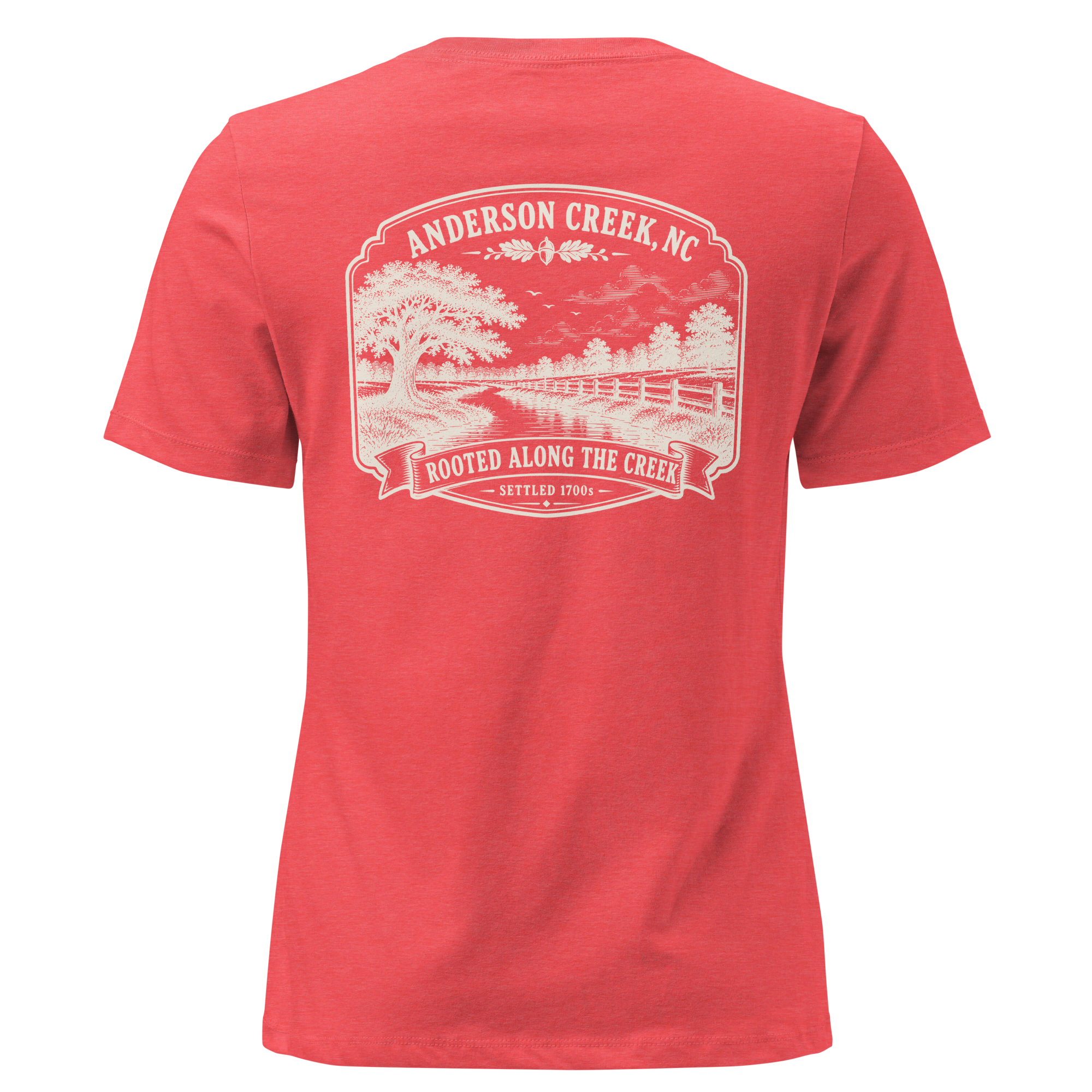 Anderson Creek, NC - Rooted Along the Creek- Women's Relaxed T-Shirt