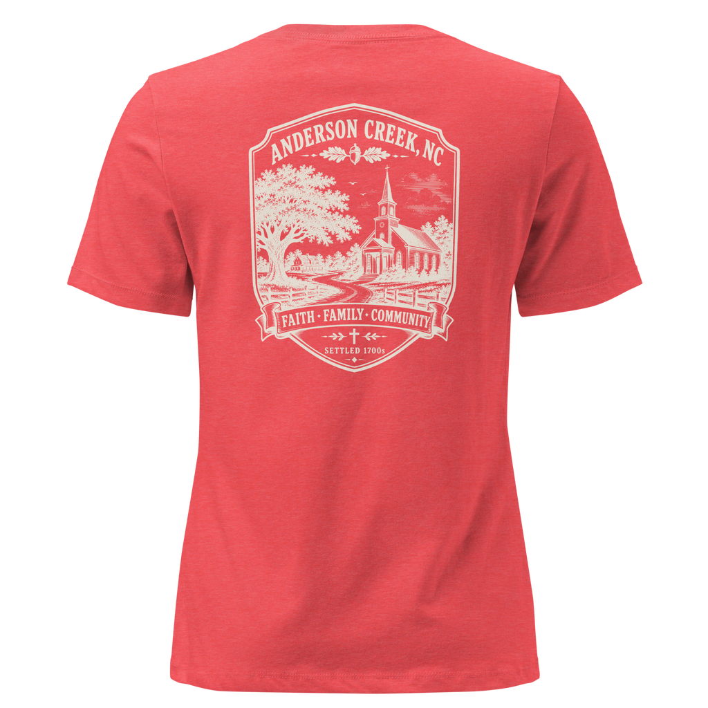 Anderson Creek, NC - Faith, Family, Community - Women's Relaxed T-Shirt