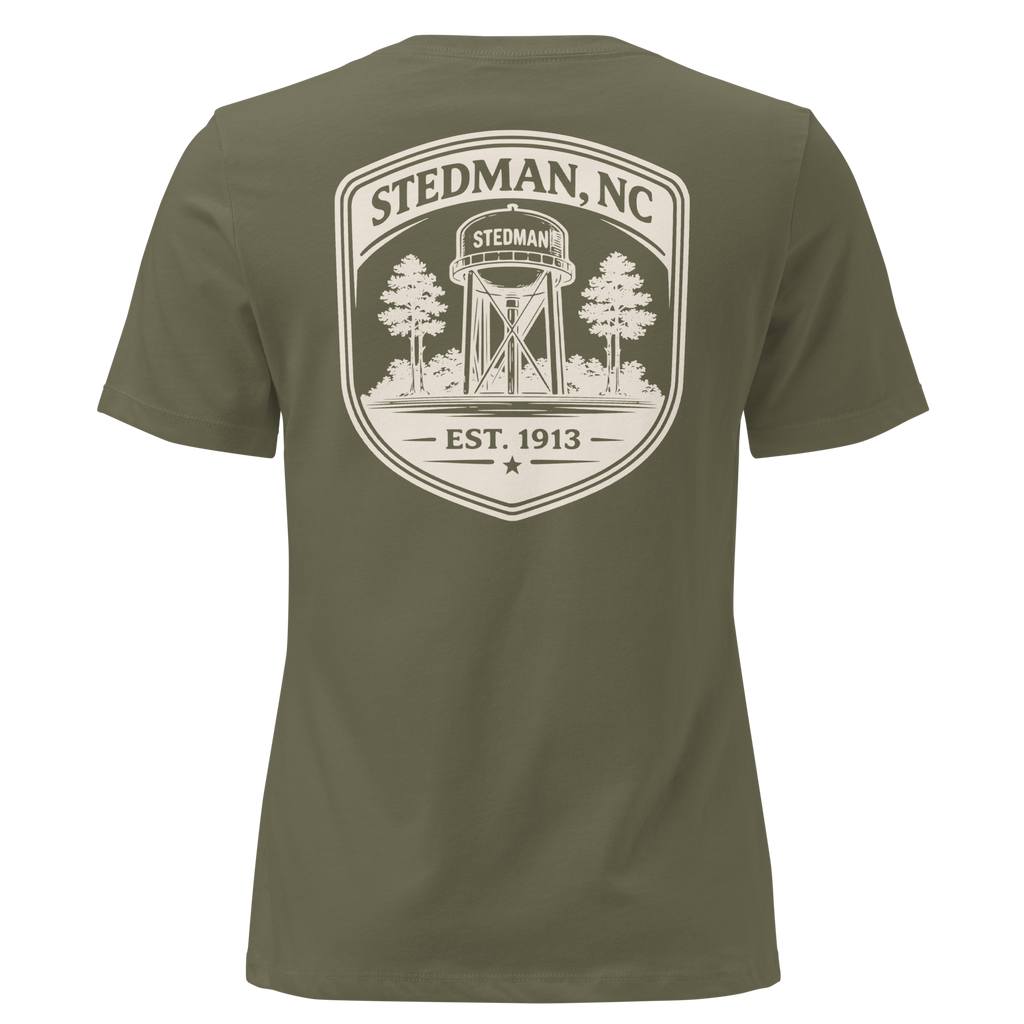 Stedman, NC - Stedman Water Tower Badge- Women's Relaxed T-Shirt