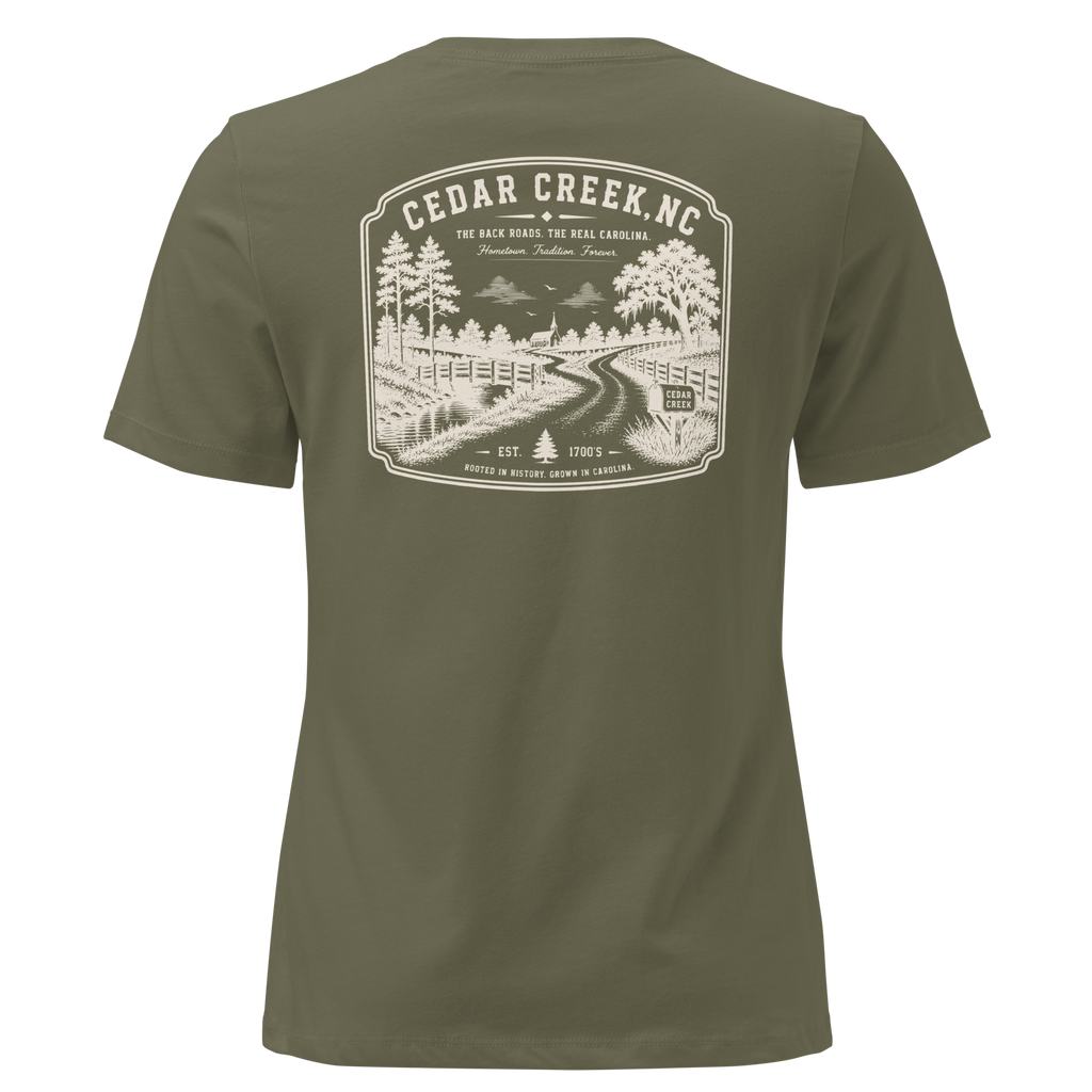 Cedar Creek, NC - The Back Roads - Women's Relaxed T-Shirt