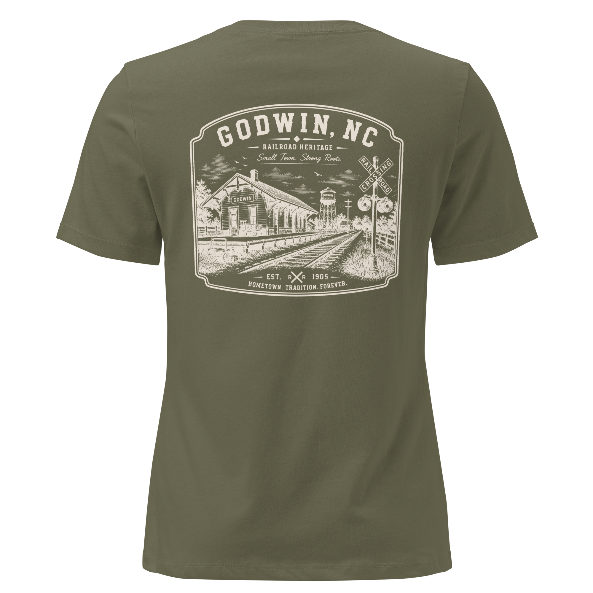 Godwin NC - Railroad Town- Women's Relaxed T-Shirt