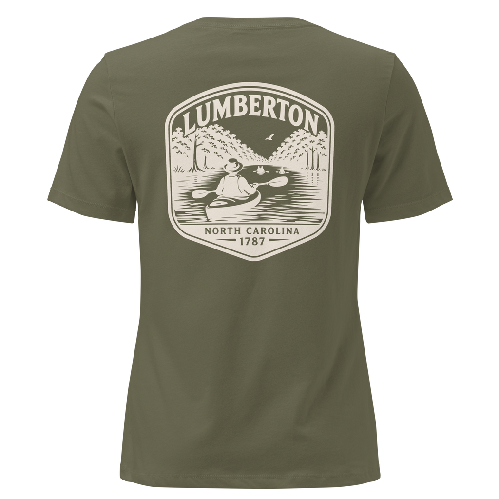 Lumberton NC - Kayak on River- Women's Relaxed T-Shirt