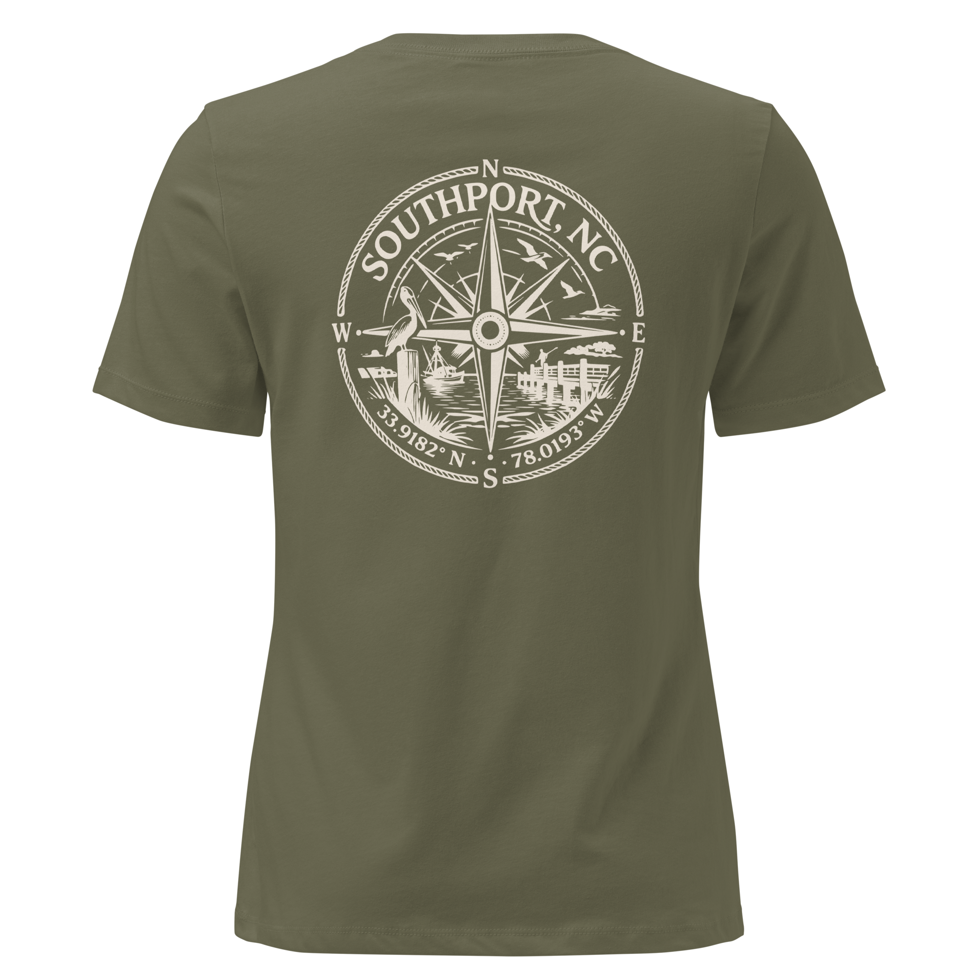 Southport NC - Compass- Women's Relaxed T-Shirt
