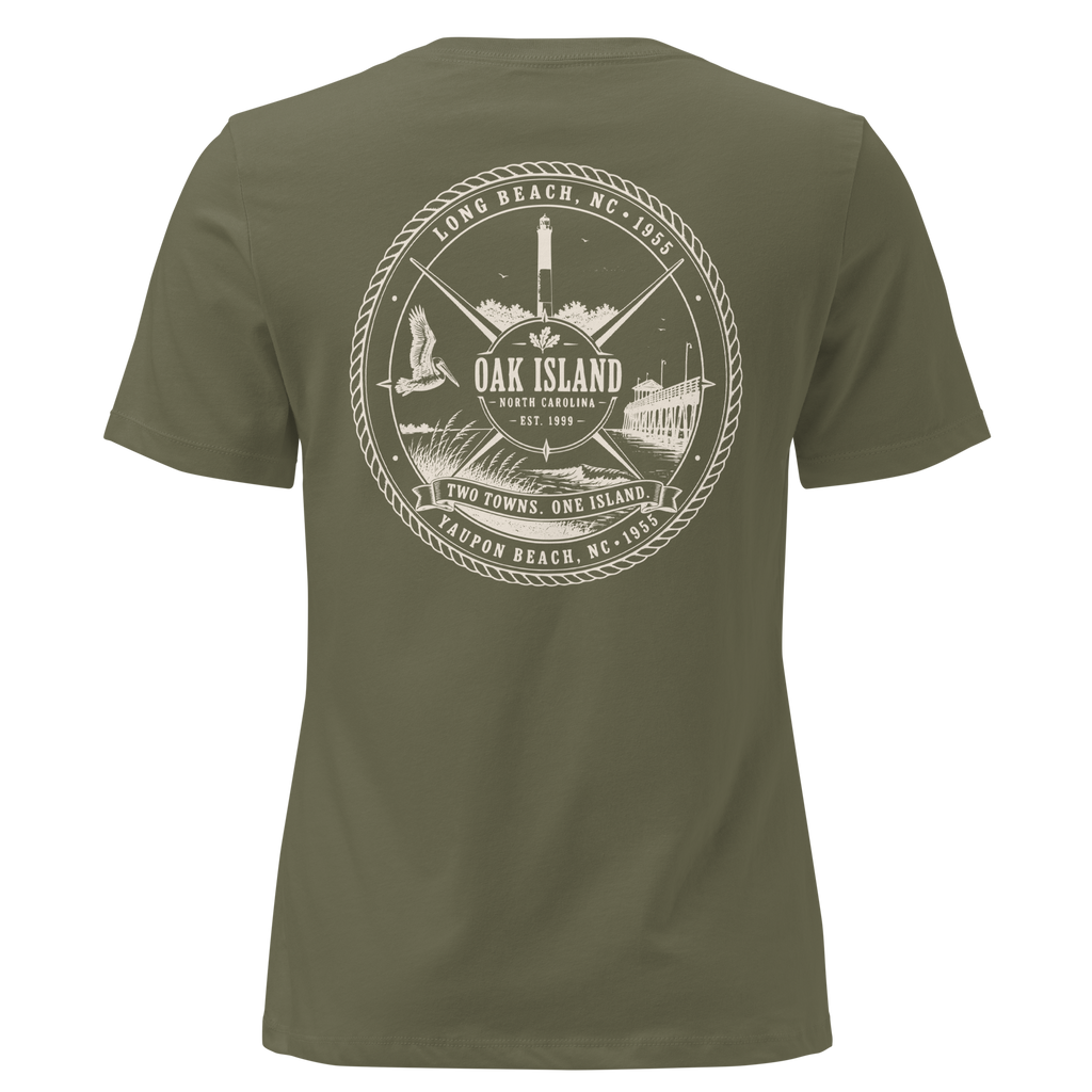 Oak Island, NC - Two Towns, One Island - Women's Relaxed T-Shirt