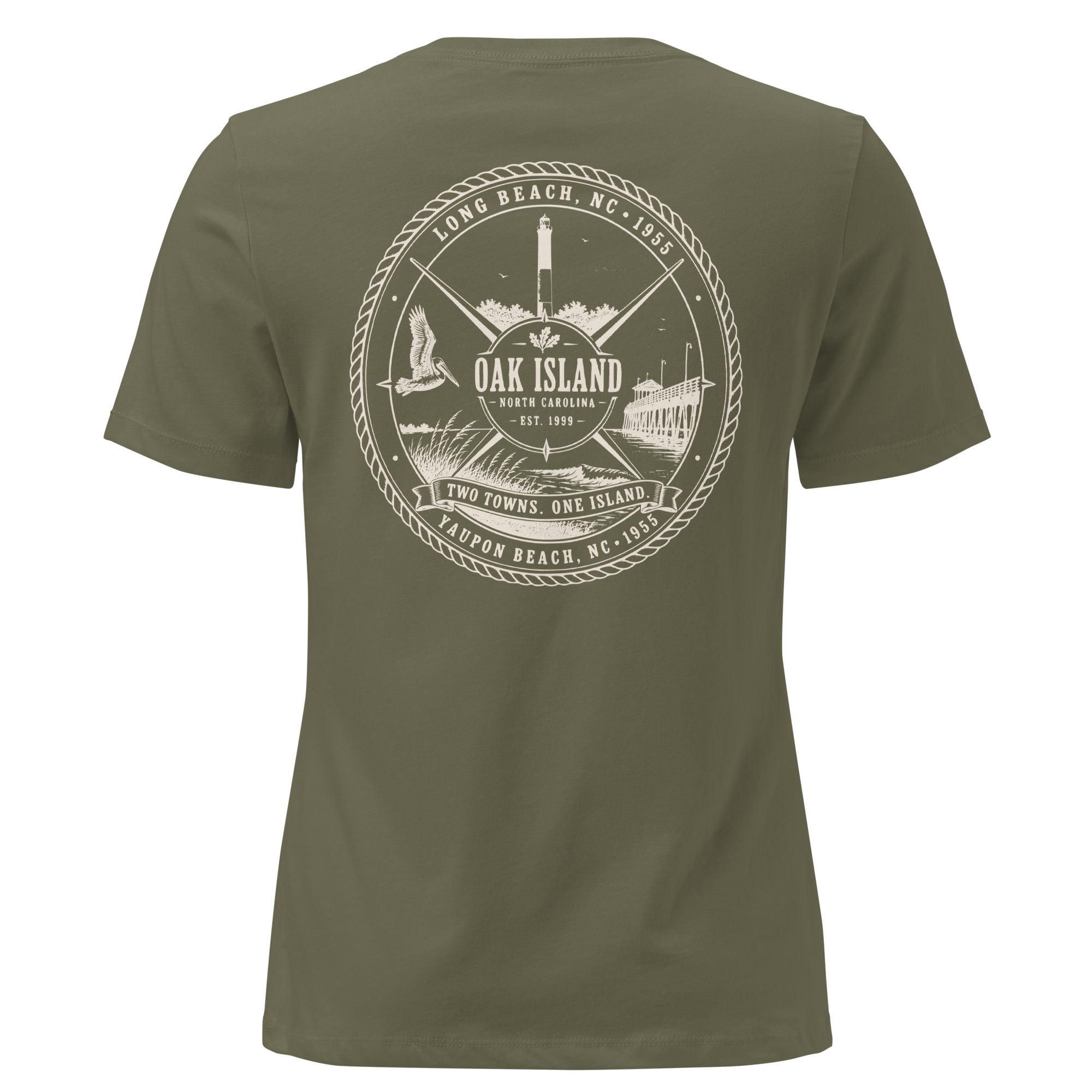 Oak Island, NC - Two Towns, One Island - Women's Relaxed T-Shirt