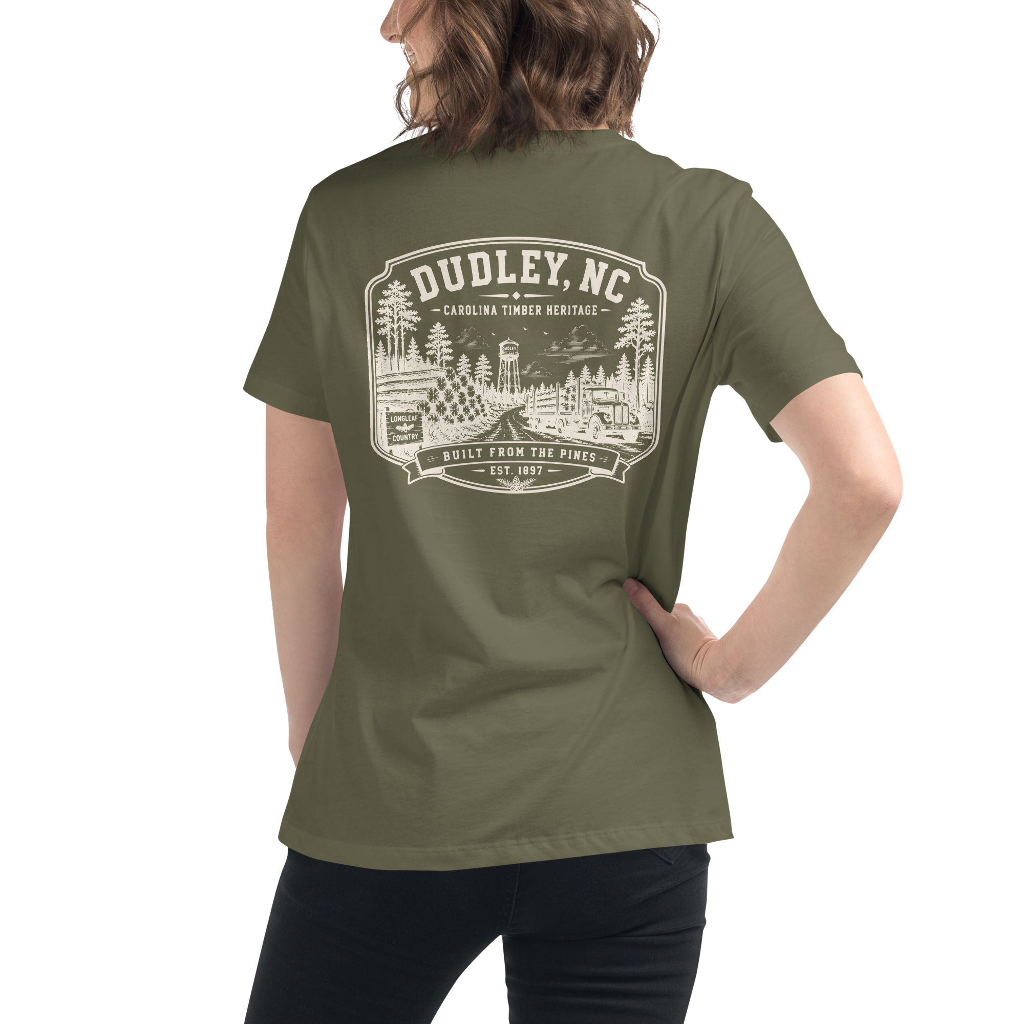 Dudley, NC - Carolina Timber- Women's Relaxed T-Shirt