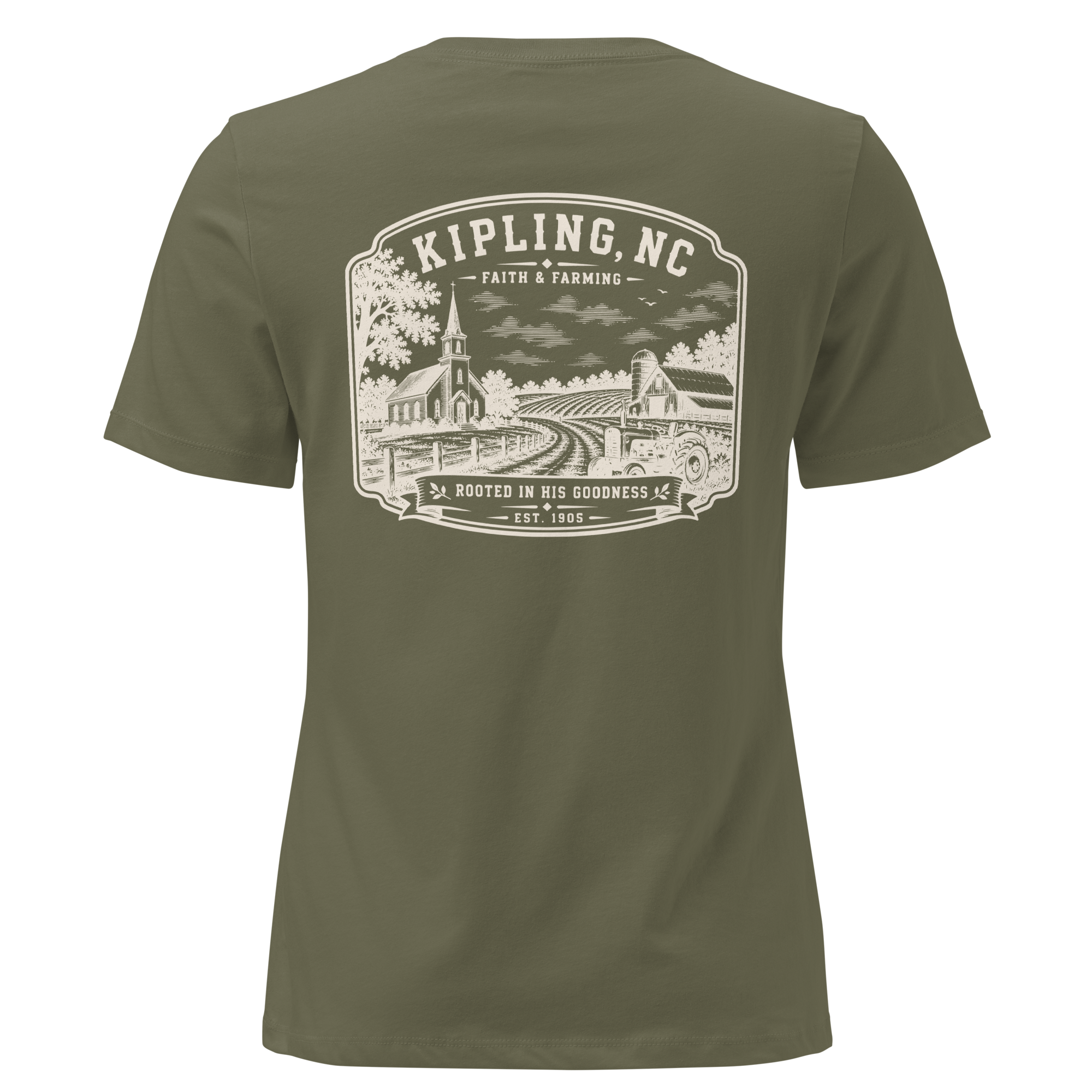 Kipling, NC - Faith & Farming - Women's Relaxed T-Shirt