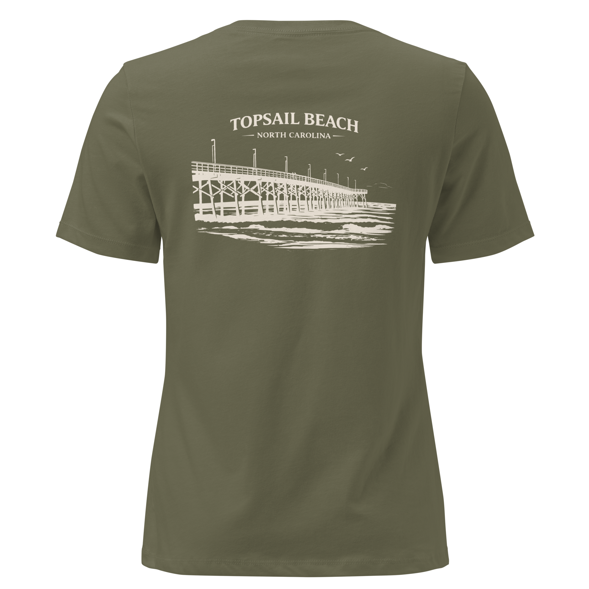 Topsail Beach NC - Topsail Beach Pier- Women's Relaxed T-Shirt