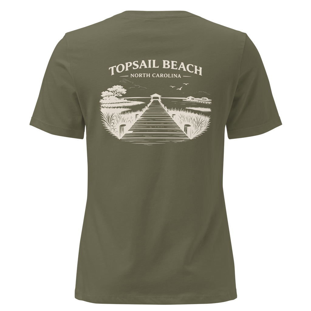 Topsail Beach NC - On the Dock- Women's Relaxed T-Shirt